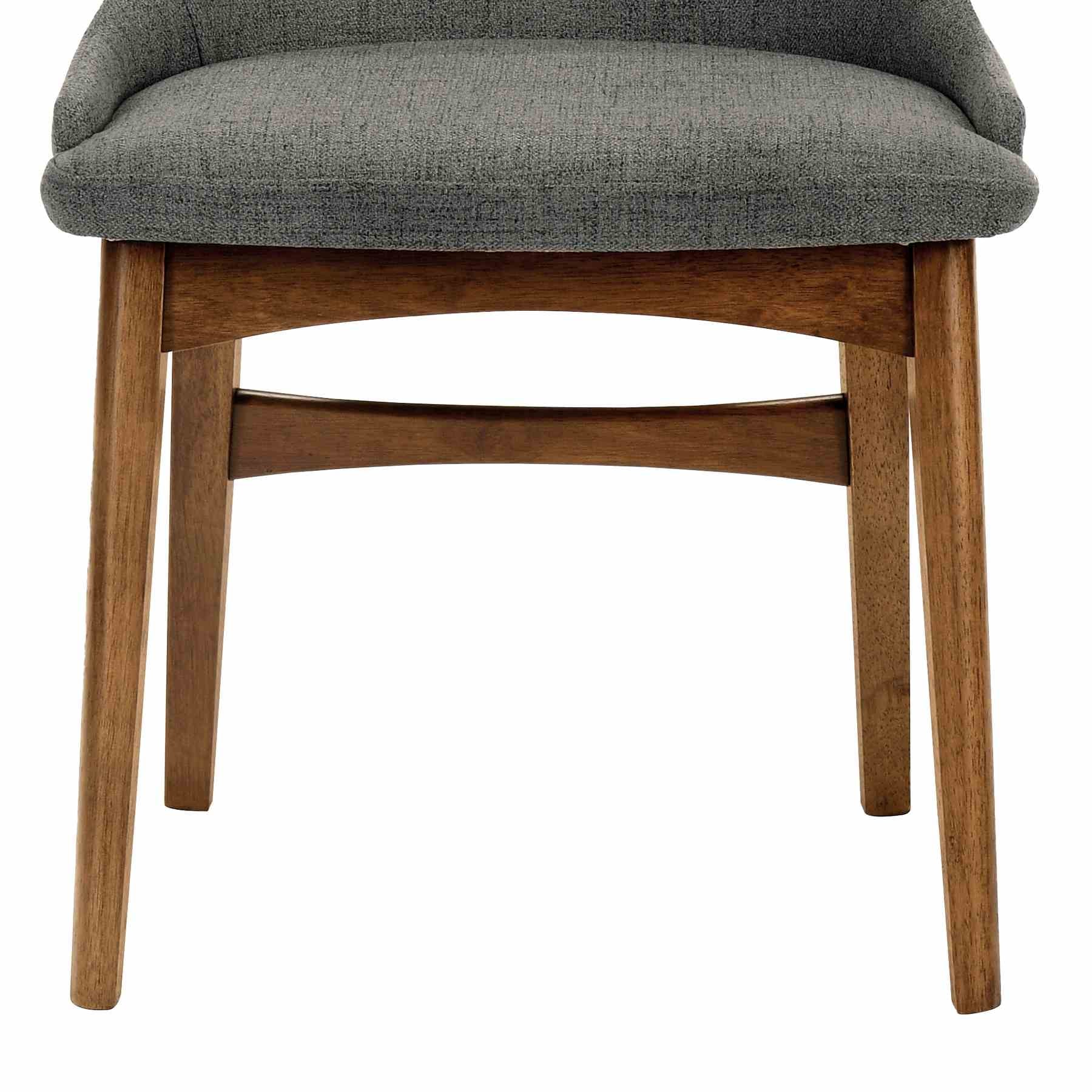Azalea Charcoal Fabric and Walnut Wood Dining Side Chairs - Set of 2 - Image 7