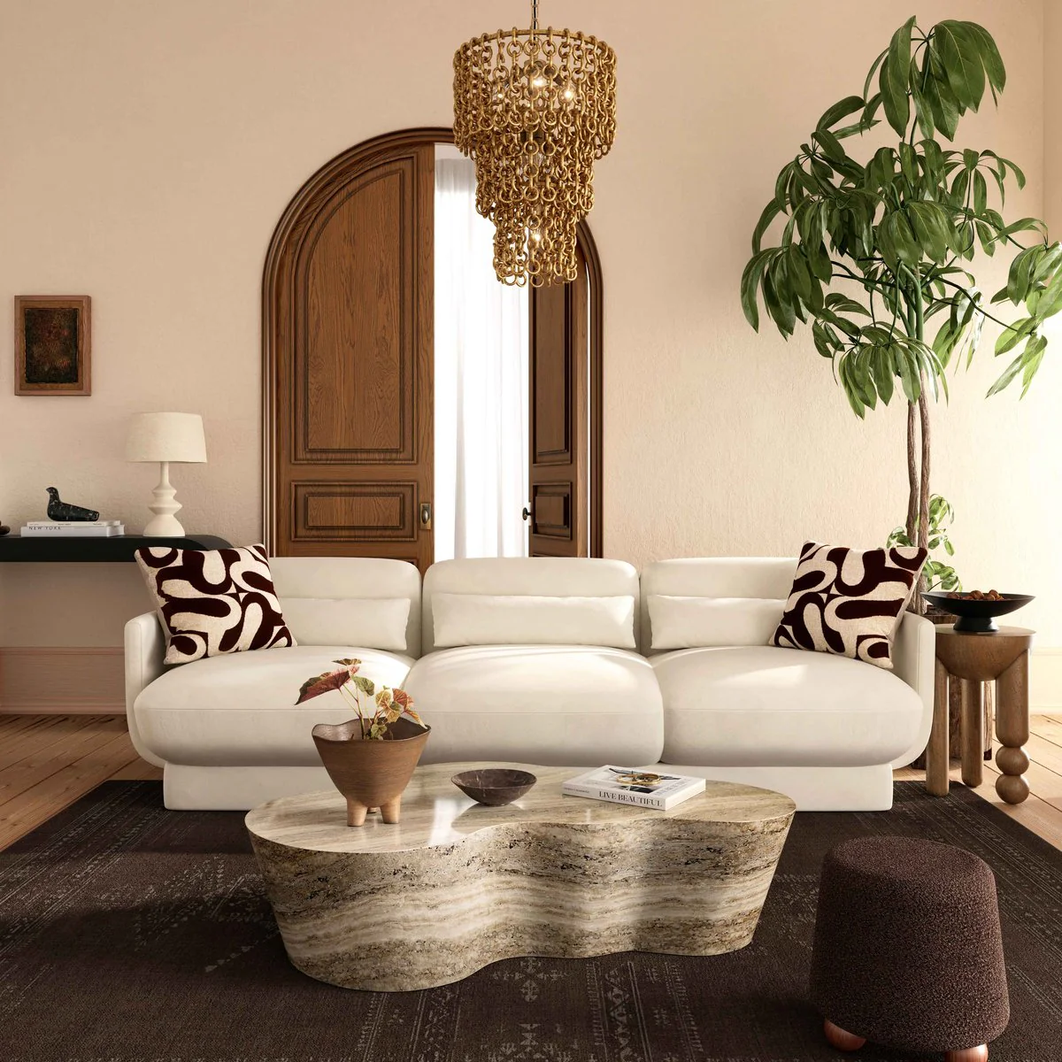 Azalea Cream Velvet Sofa - Image 2
