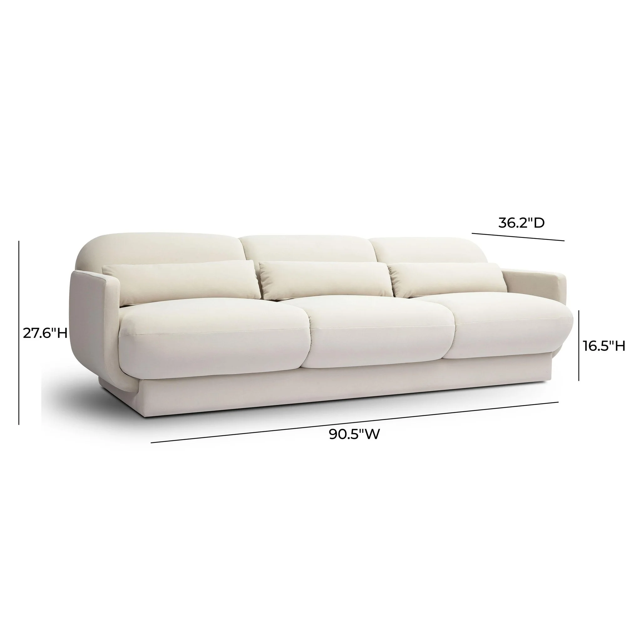 Azalea Cream Velvet Sofa - Image 6