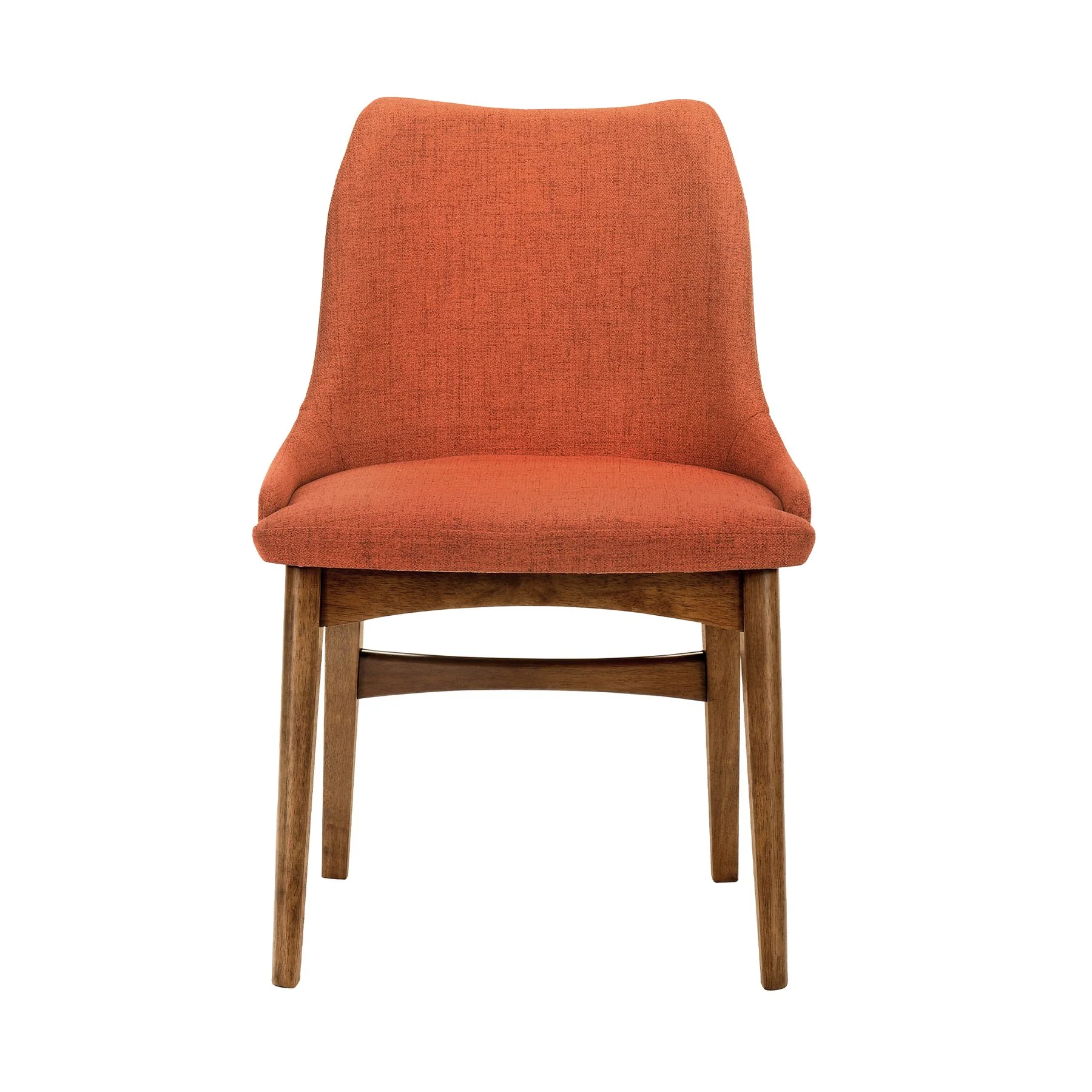 Azalea Orange Fabric and Walnut Wood Dining Side Chairs - Set of 2 - Image 3