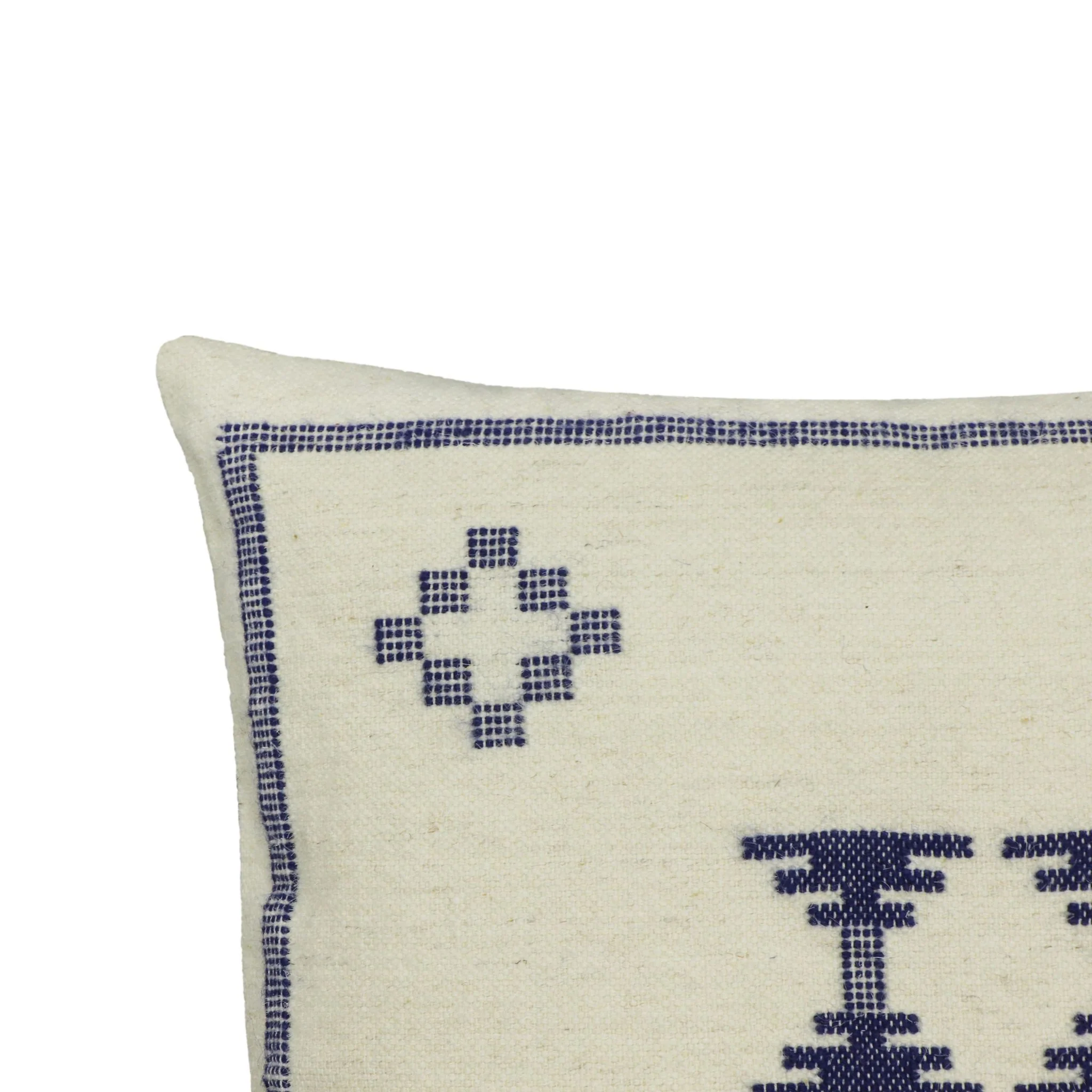 Aztec Cream & Indigo Wool 20 inch Square Accent Cushion - Image 8