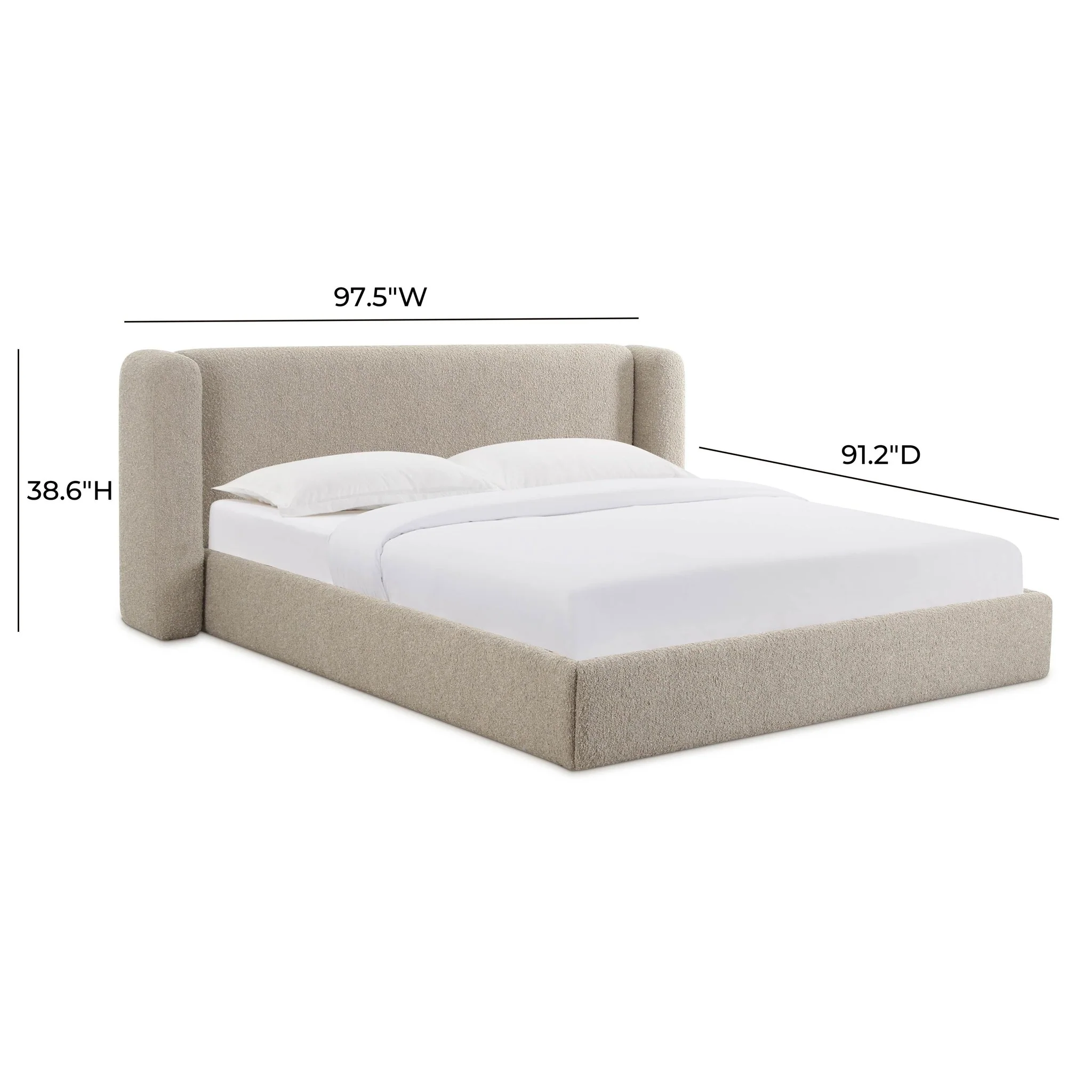 Babette Tan Boucle King Bed - Image 9
