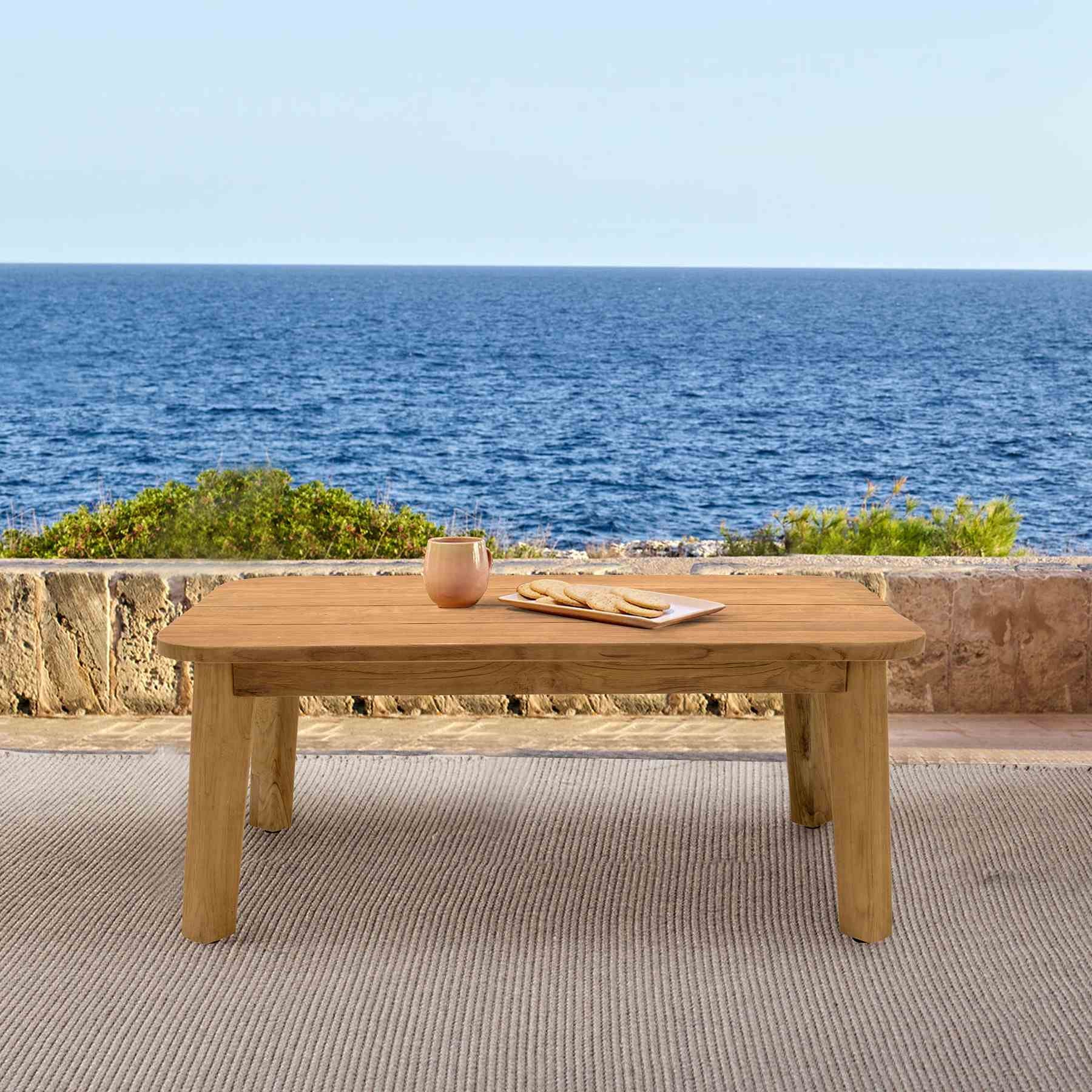 Bahamas Outdoor Rectangular Teak Wood Coffee Table - Image 8