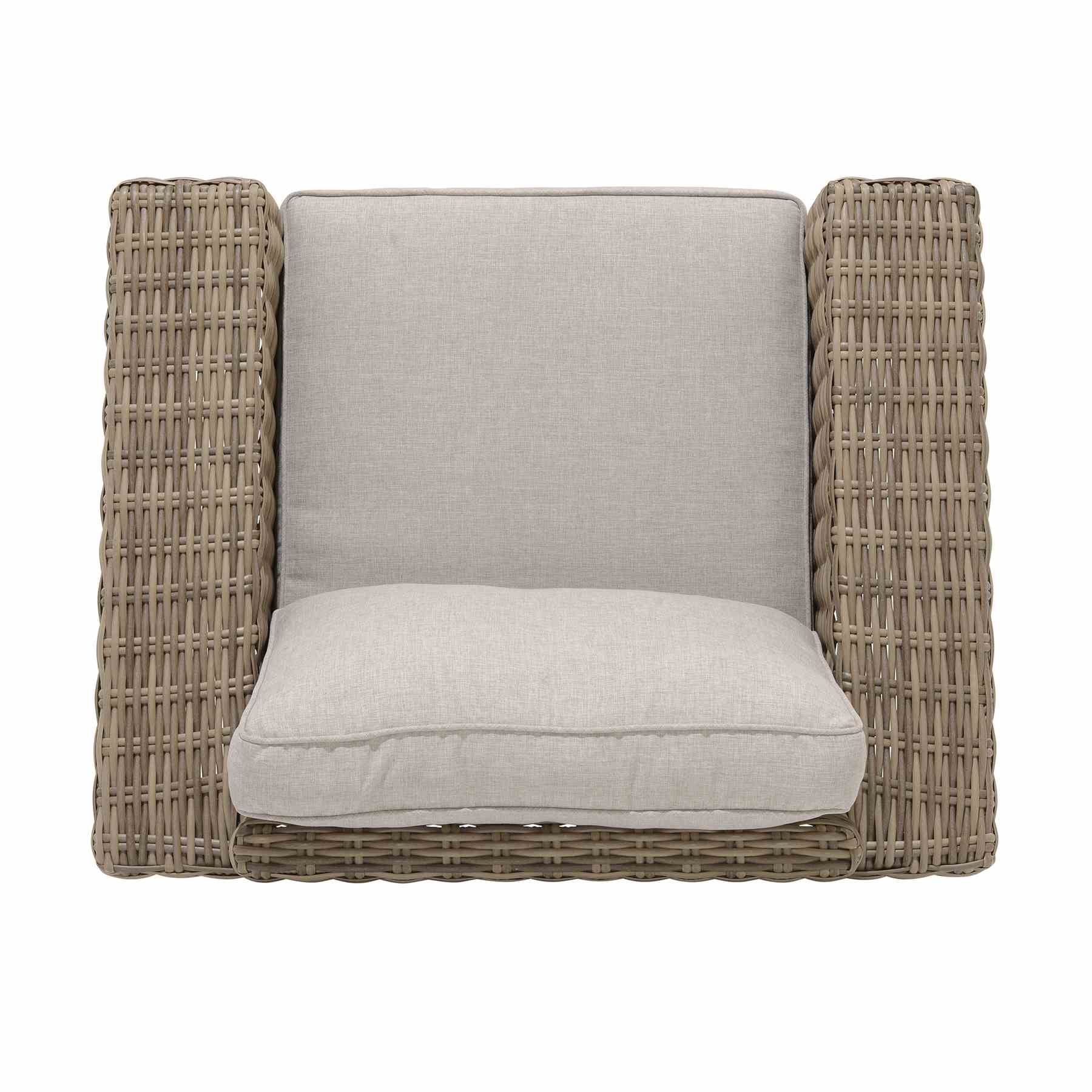Bahamas Outdoor Wicker & Teak Wood Lounge Chair with Beige Olefin - Image 4