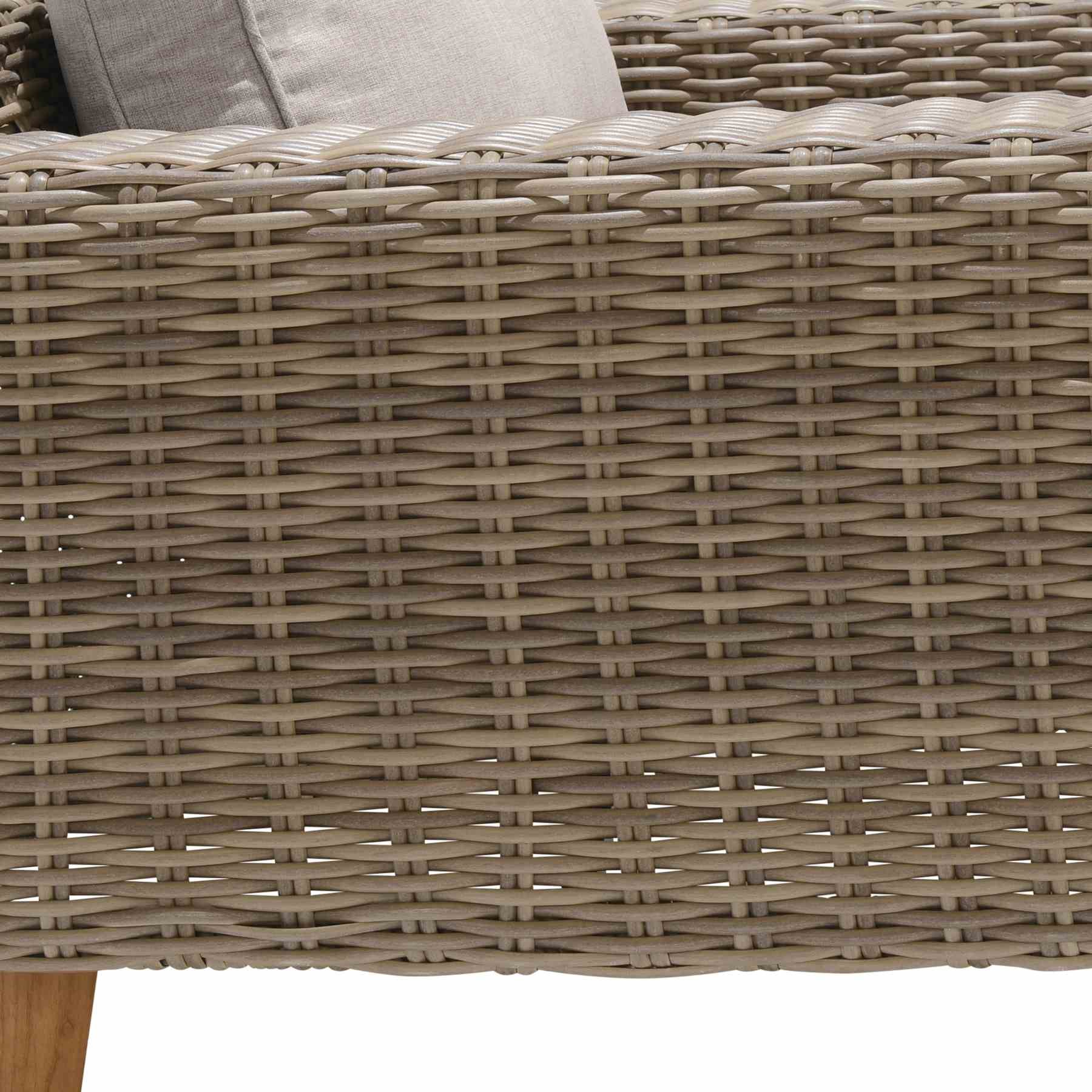 Bahamas Outdoor Wicker & Teak Wood Lounge Chair with Beige Olefin - Image 5