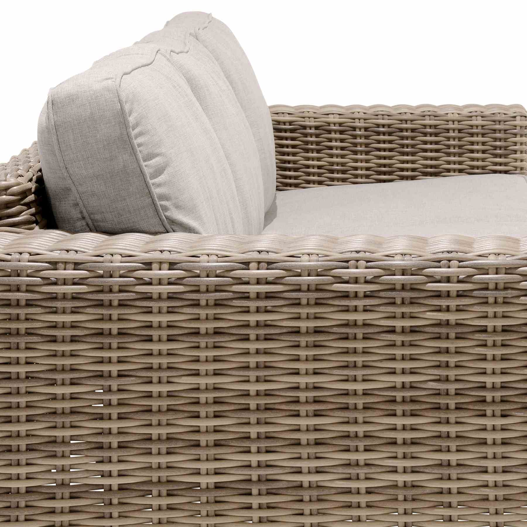 Bahamas Outdoor Wicker & Teak Wood Sofa with Beige Olefin - Image 4