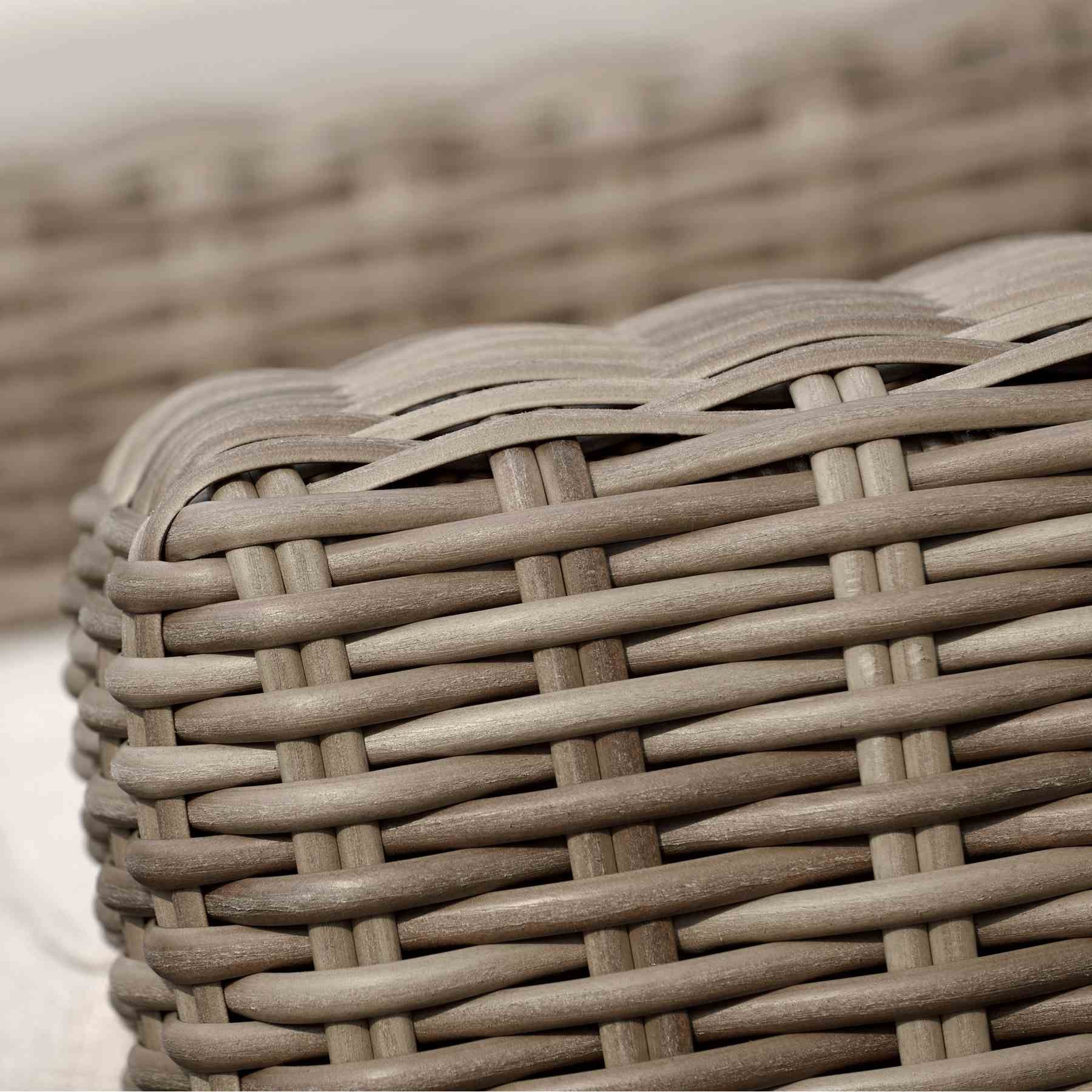 Bahamas Outdoor Wicker & Teak Wood Sofa with Beige Olefin - Image 5