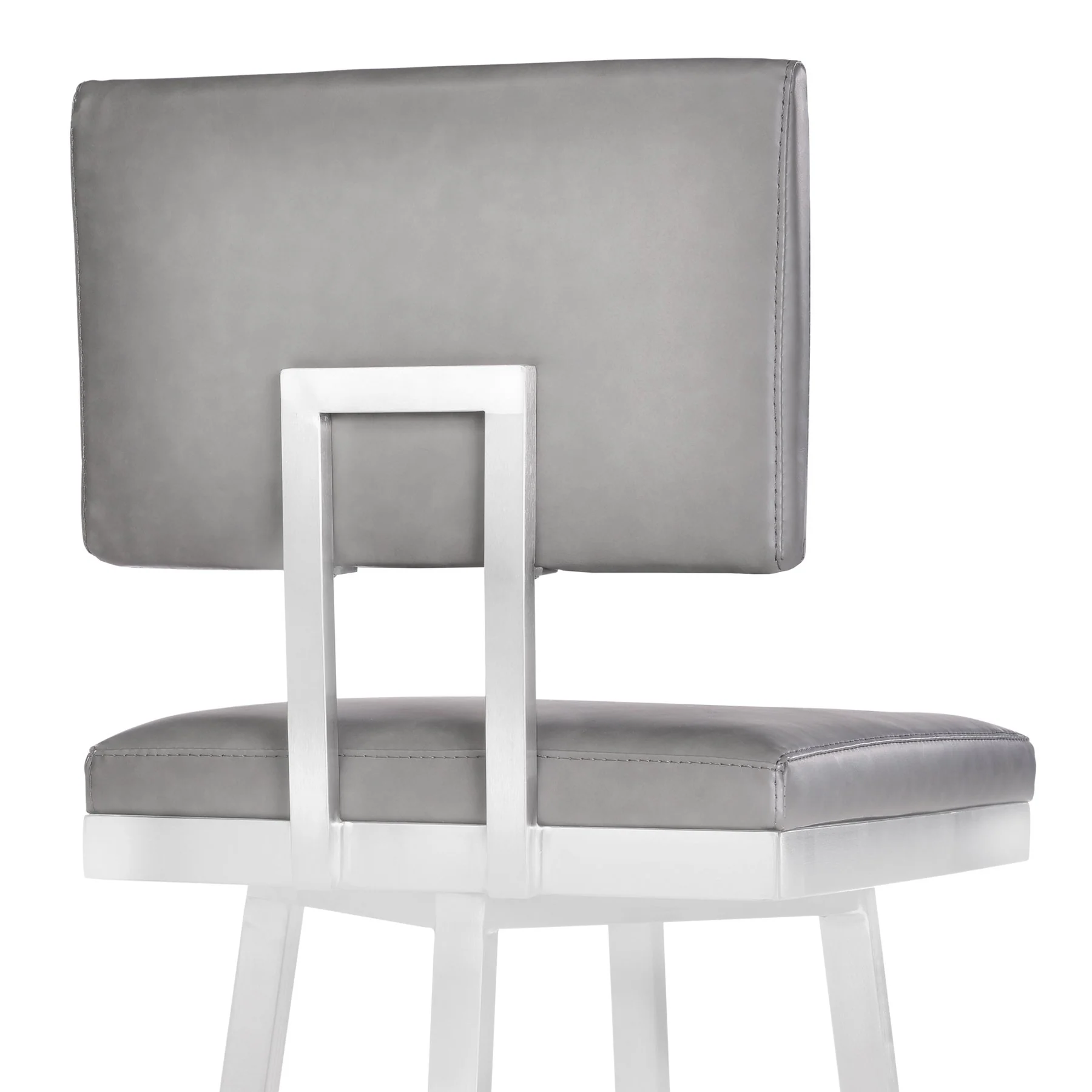 Balboa 26" Counter Height Swivel Vintage Gray and Brushed Stainless Steel Bar Stool - Image 4