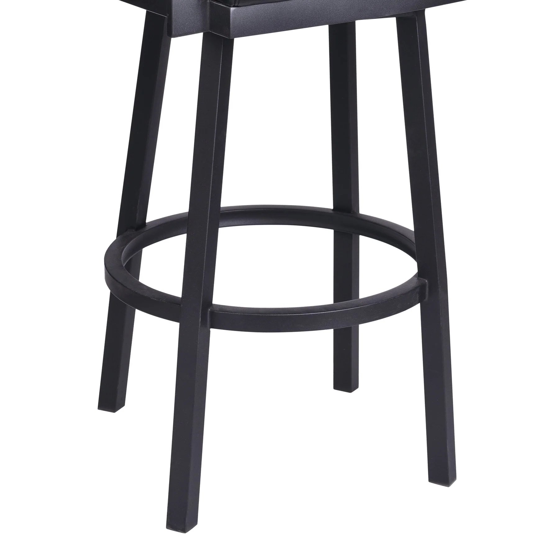 Balboa 30" Bar Height Swivel Vintage Black Faux Leather and Metal Bar Stool with Arms - Image 6