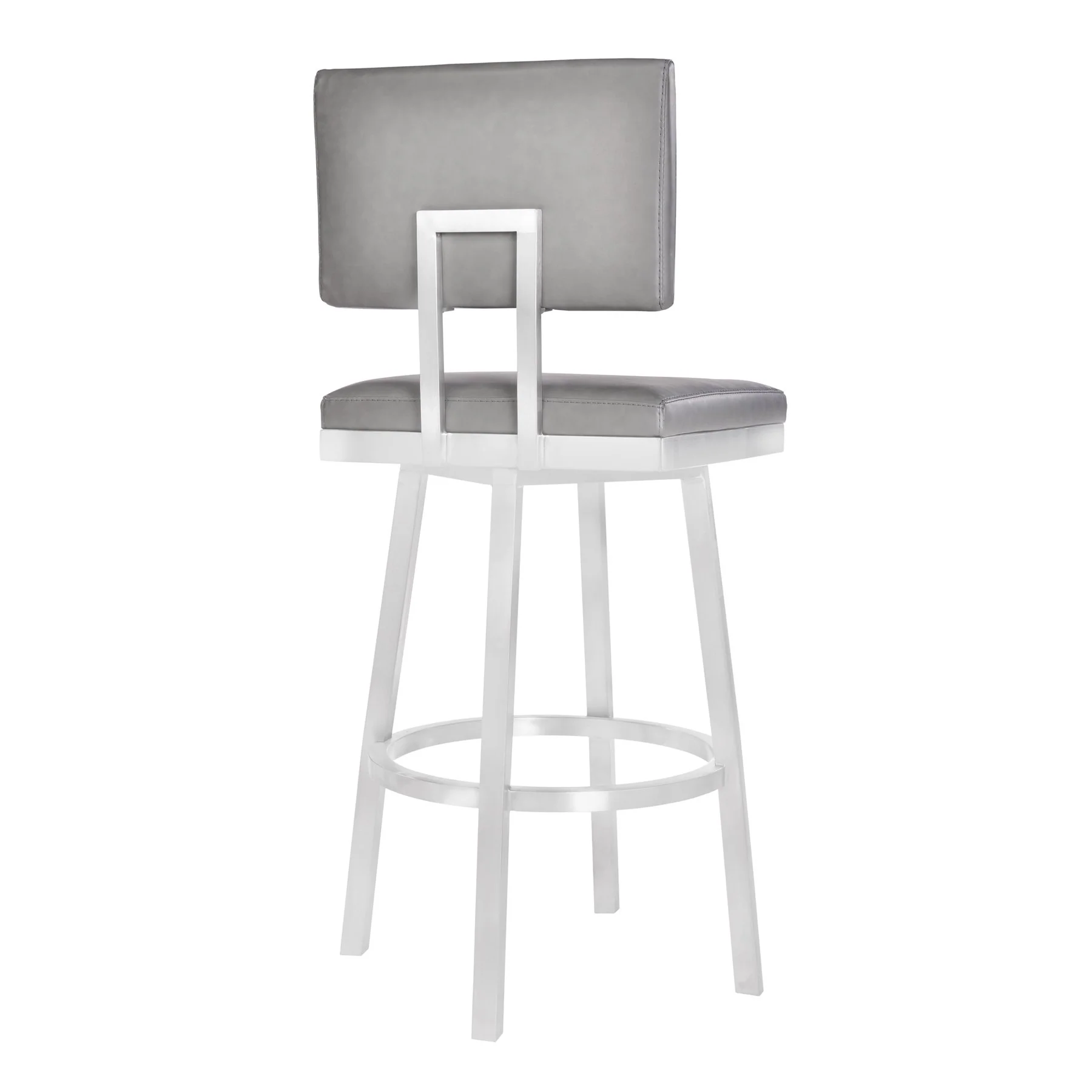 Balboa 30" Bar Height Swivel Vintage Gray and Brushed Stainless Steel Bar Stool - Image 2