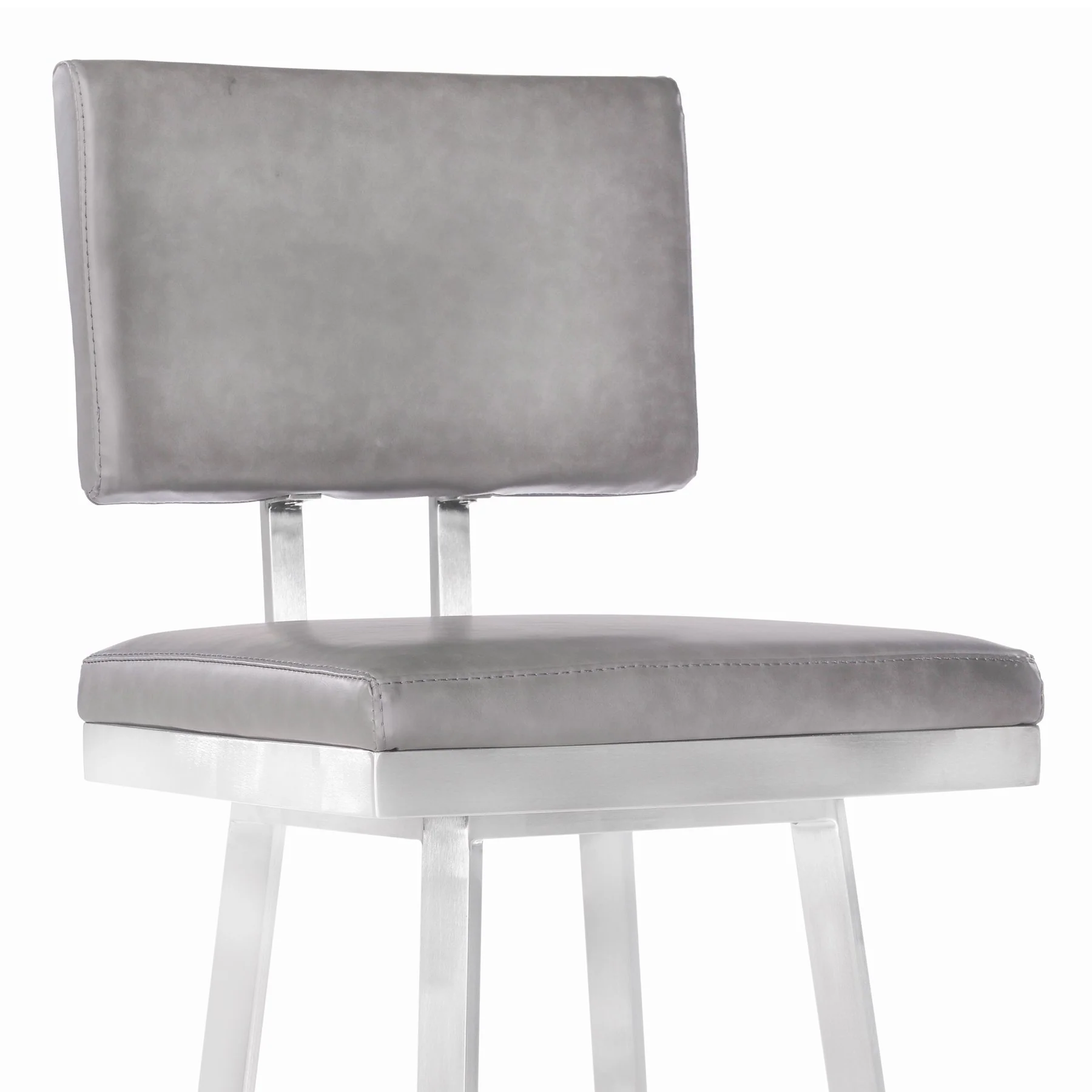 Balboa 30" Bar Height Swivel Vintage Gray and Brushed Stainless Steel Bar Stool - Image 3