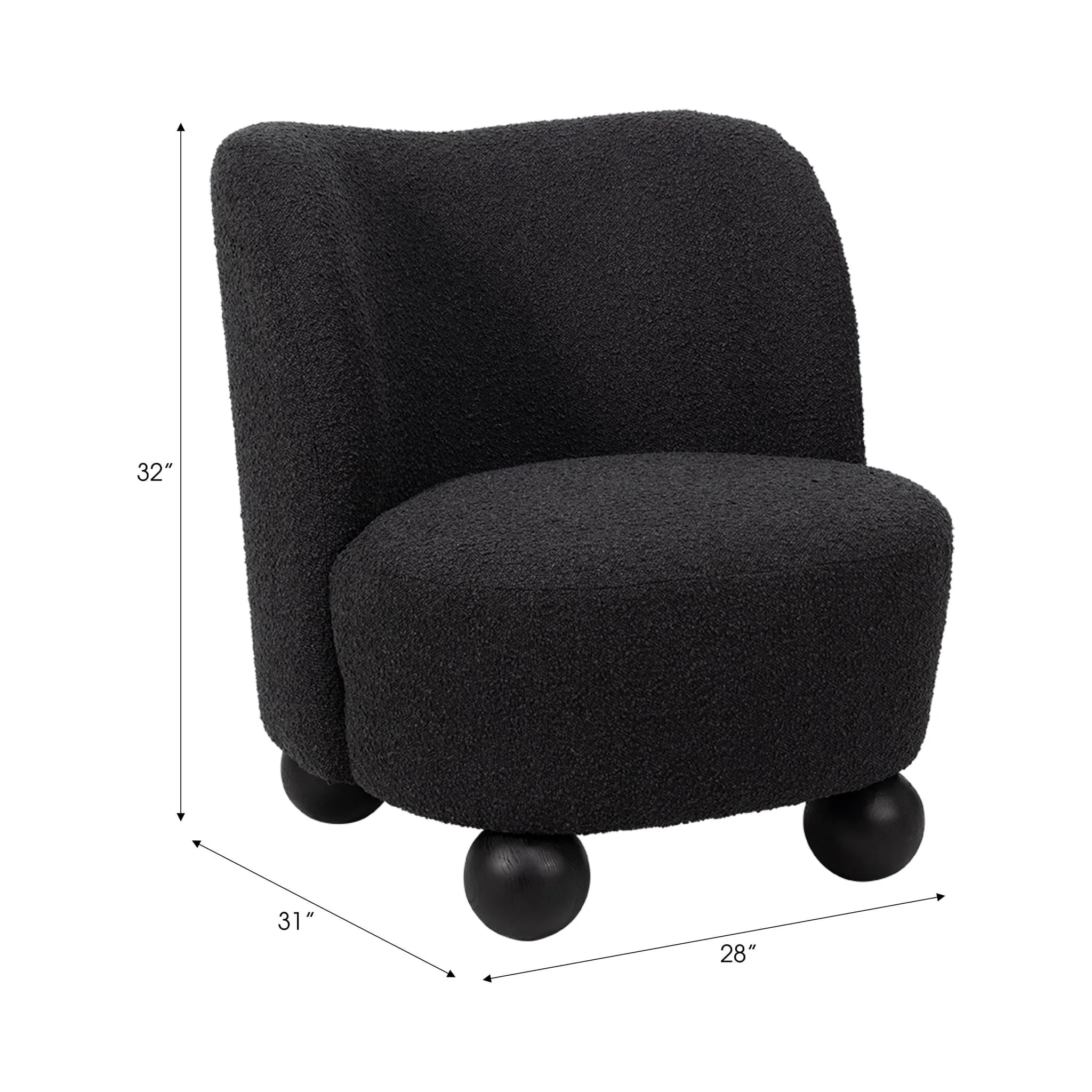Ball-foot Accent Chair, Black - Image 8