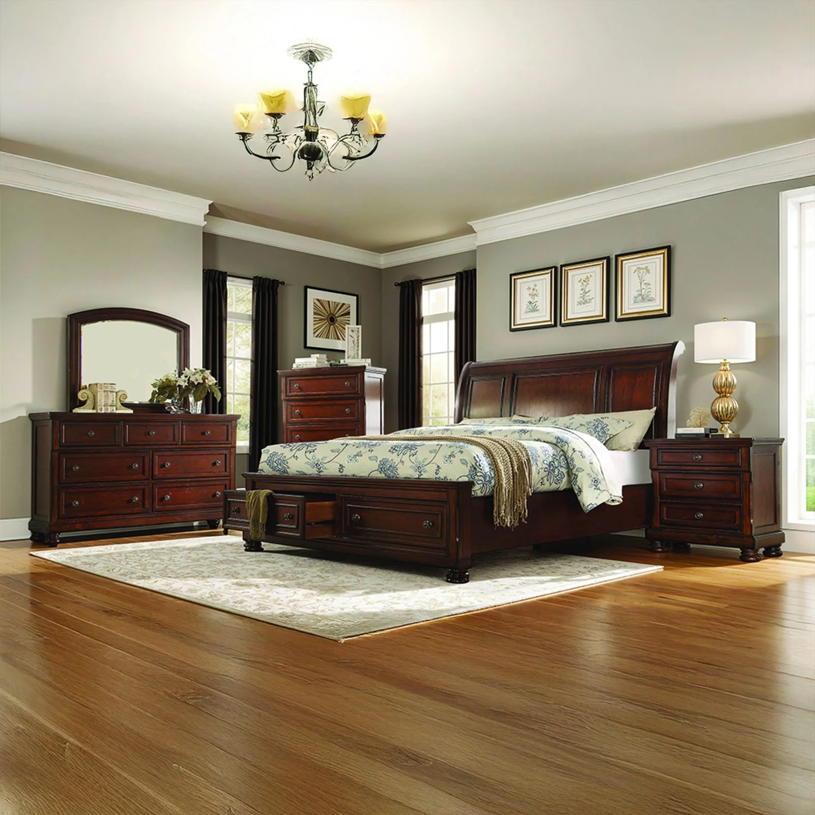 Baltimore 5 Pc king Bed Dark Walnut - Image 20