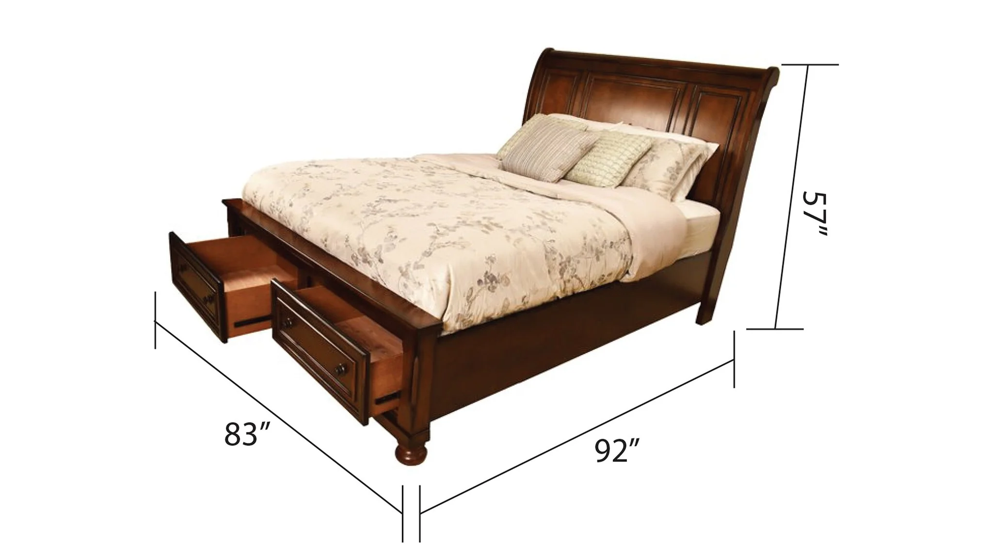 Baltimore 5 Pc king Bed Dark Walnut - Image 3