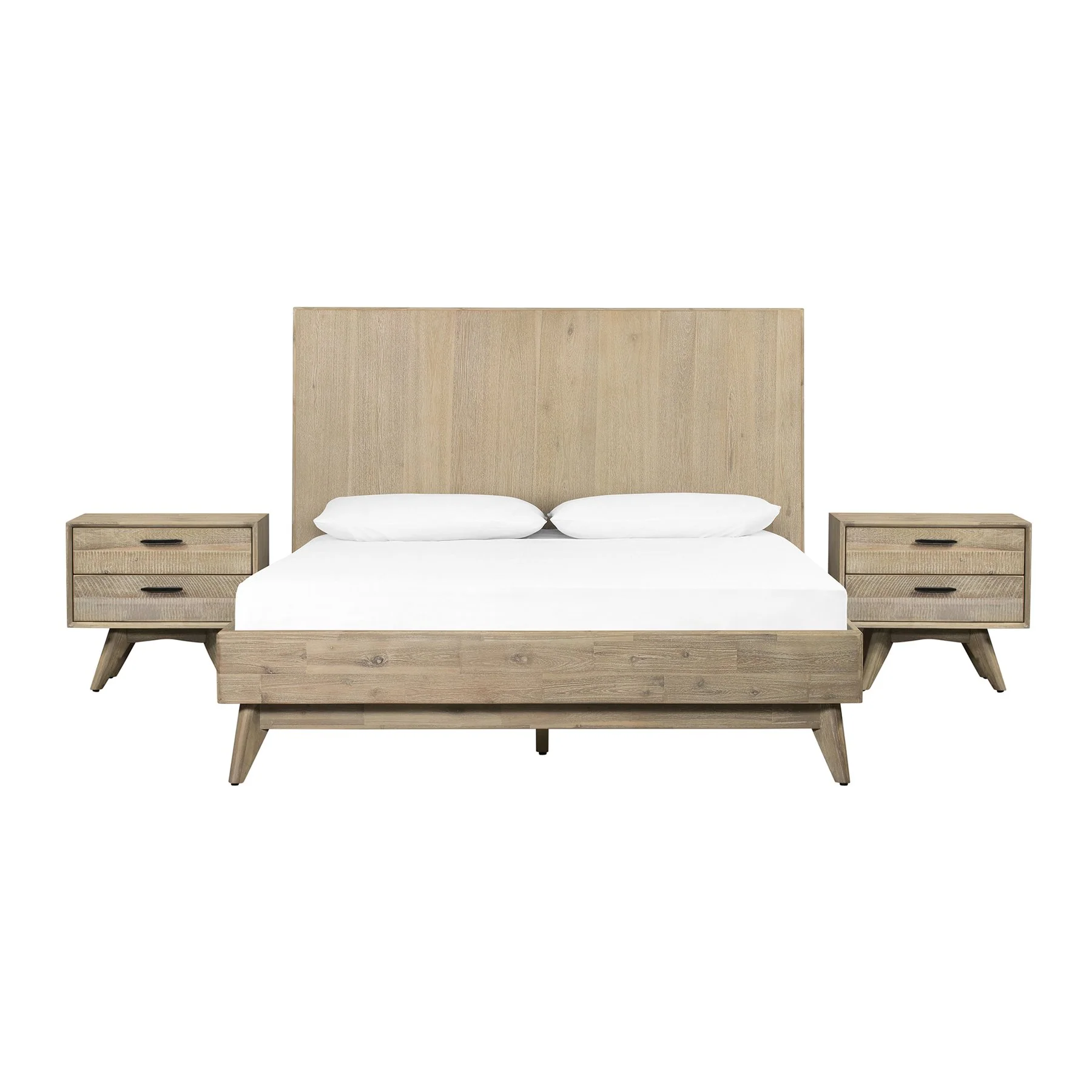 Baly 3 Piece Acacia King Platform Bed and Nightstands Bedroom Set - Image 2