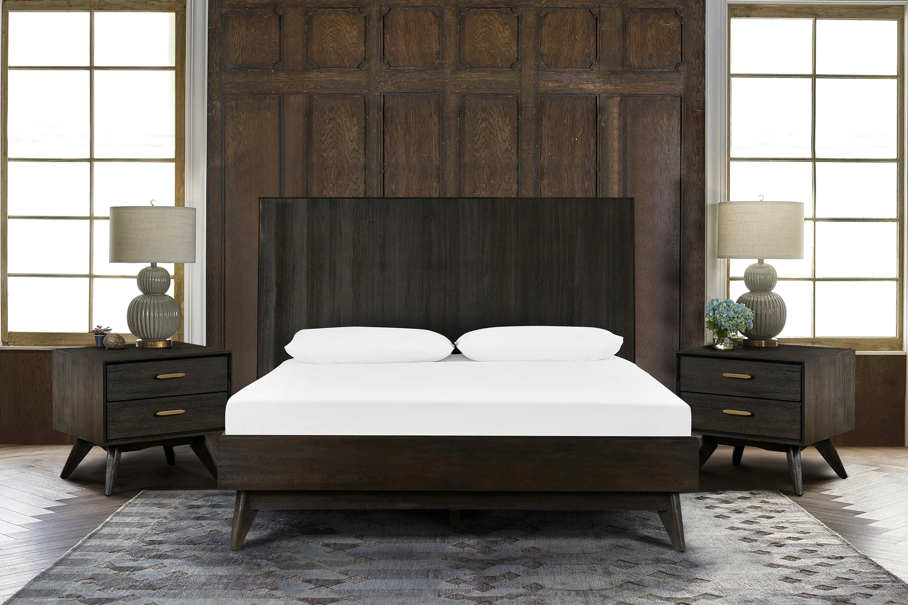 Baly 3 Piece Acacia Queen Loft Bed and Nightstands Bedroom Set - Image 5