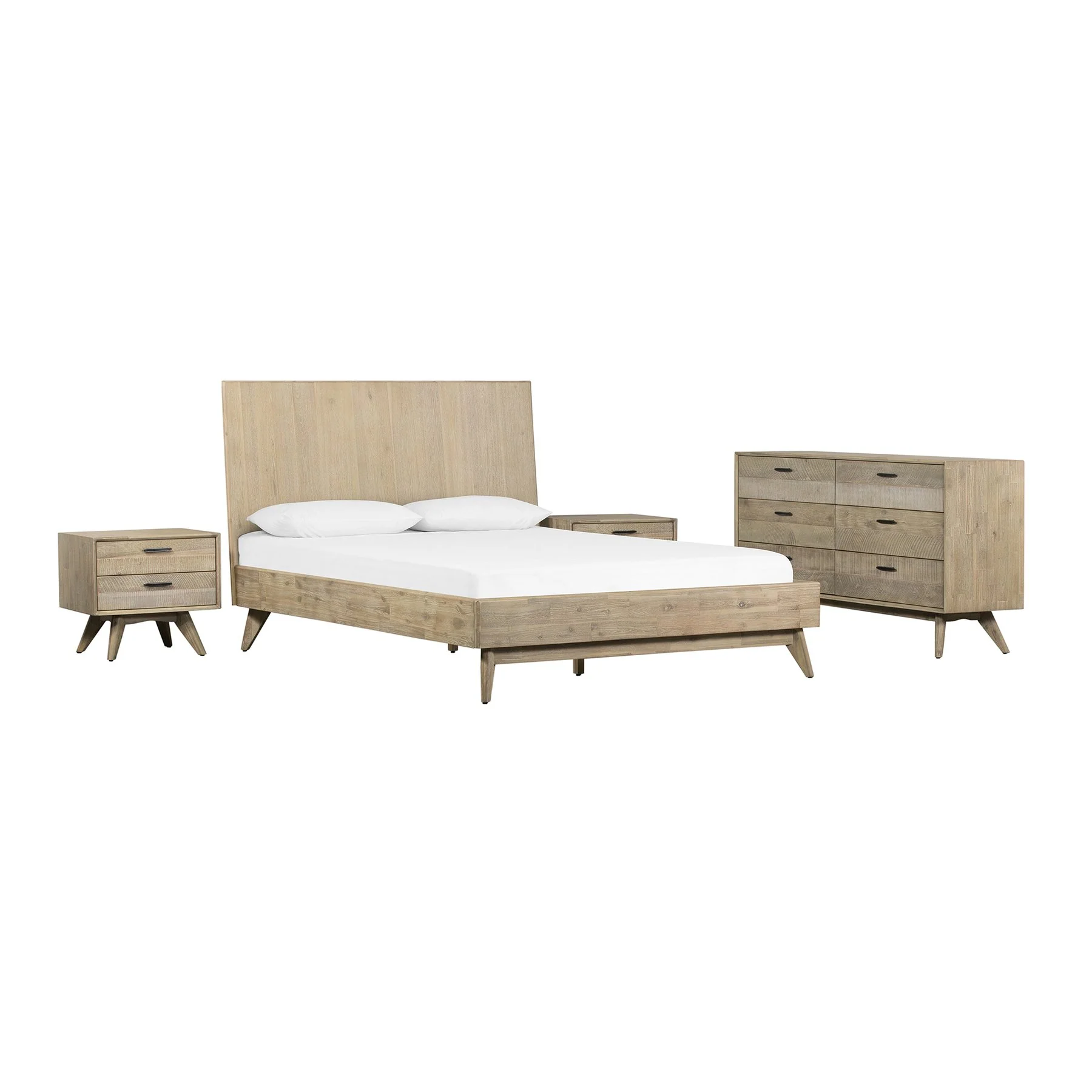 Baly 4 Piece Acacia King Platform Bedroom Set with Dresser and Nightstands - Image 2