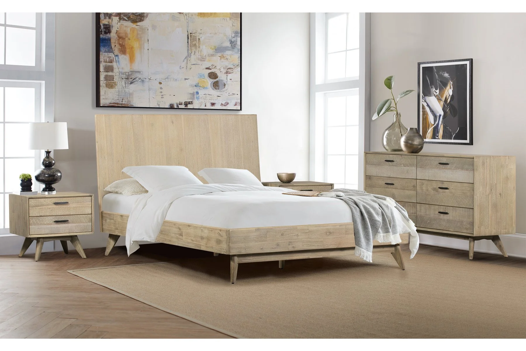 Baly 4 Piece Acacia King Platform Bedroom Set with Dresser and Nightstands - Image 7