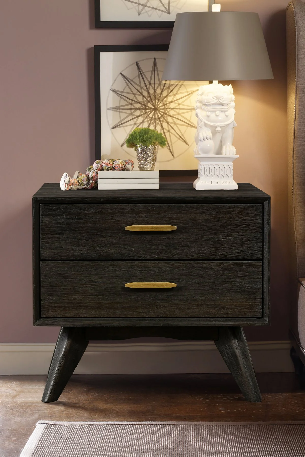 Baly Acacia Mid-Century 2 Drawer Night stand - Image 10