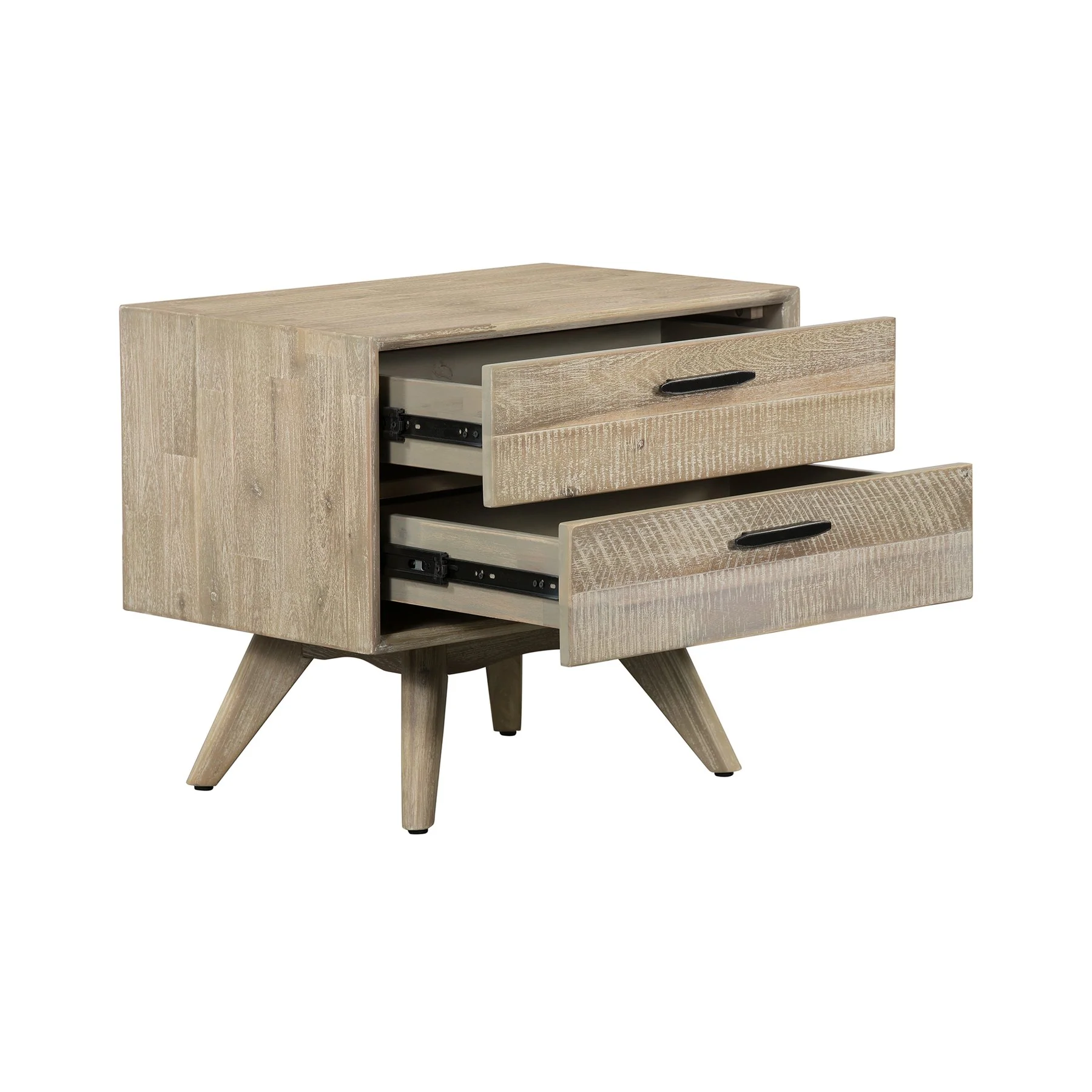 Baly Acacia Mid-Century Gray 2 Drawer Night stand - Image 2