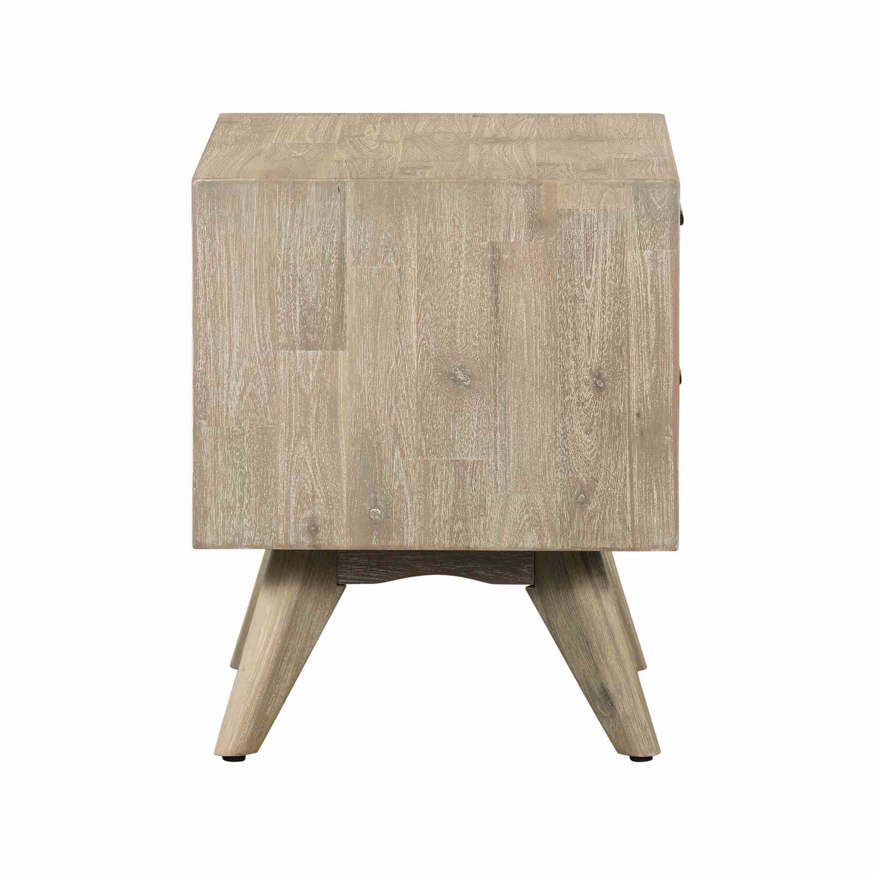 Baly Acacia Mid-Century Gray 2 Drawer Night stand - Image 3