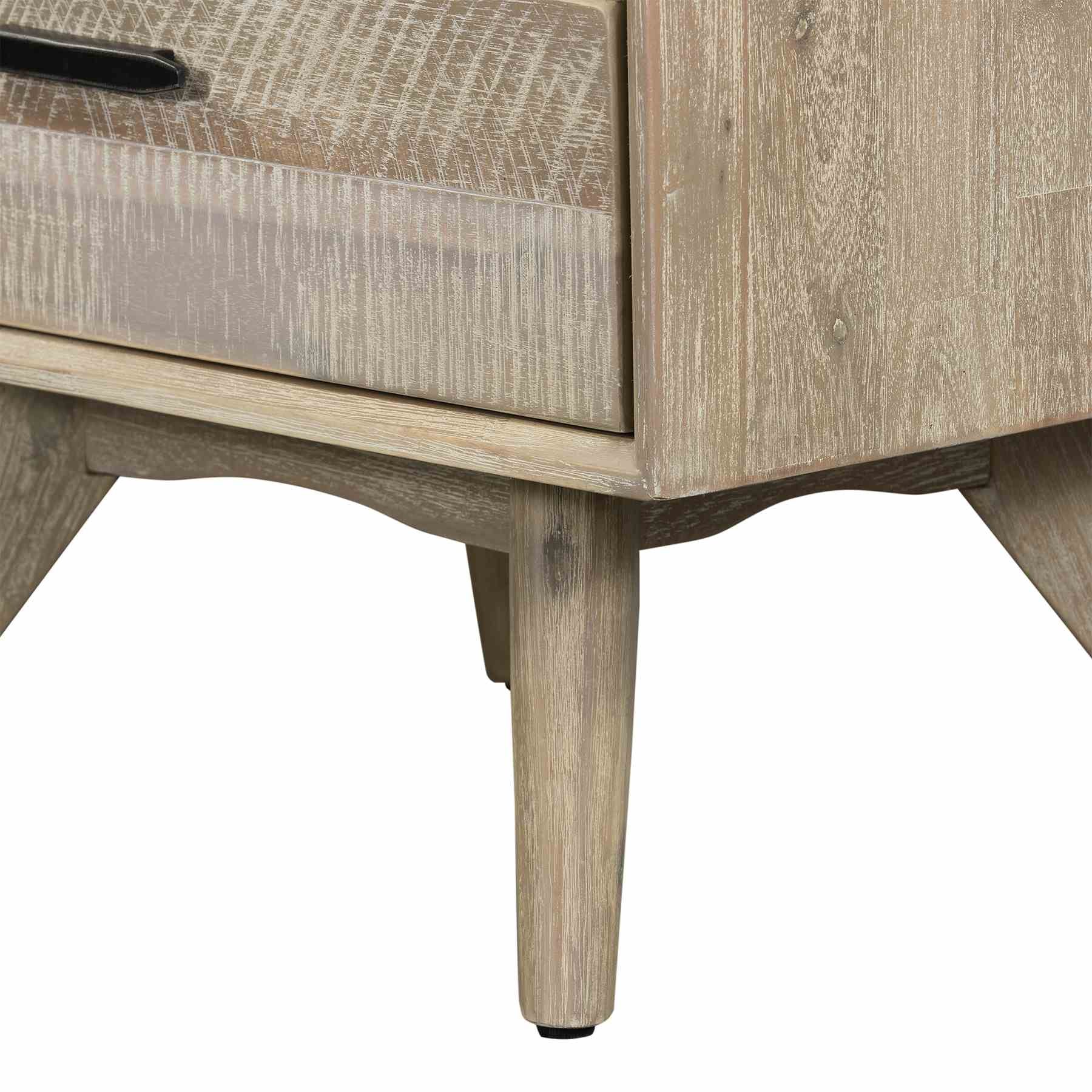 Baly Acacia Mid-Century Gray 2 Drawer Night stand - Image 6