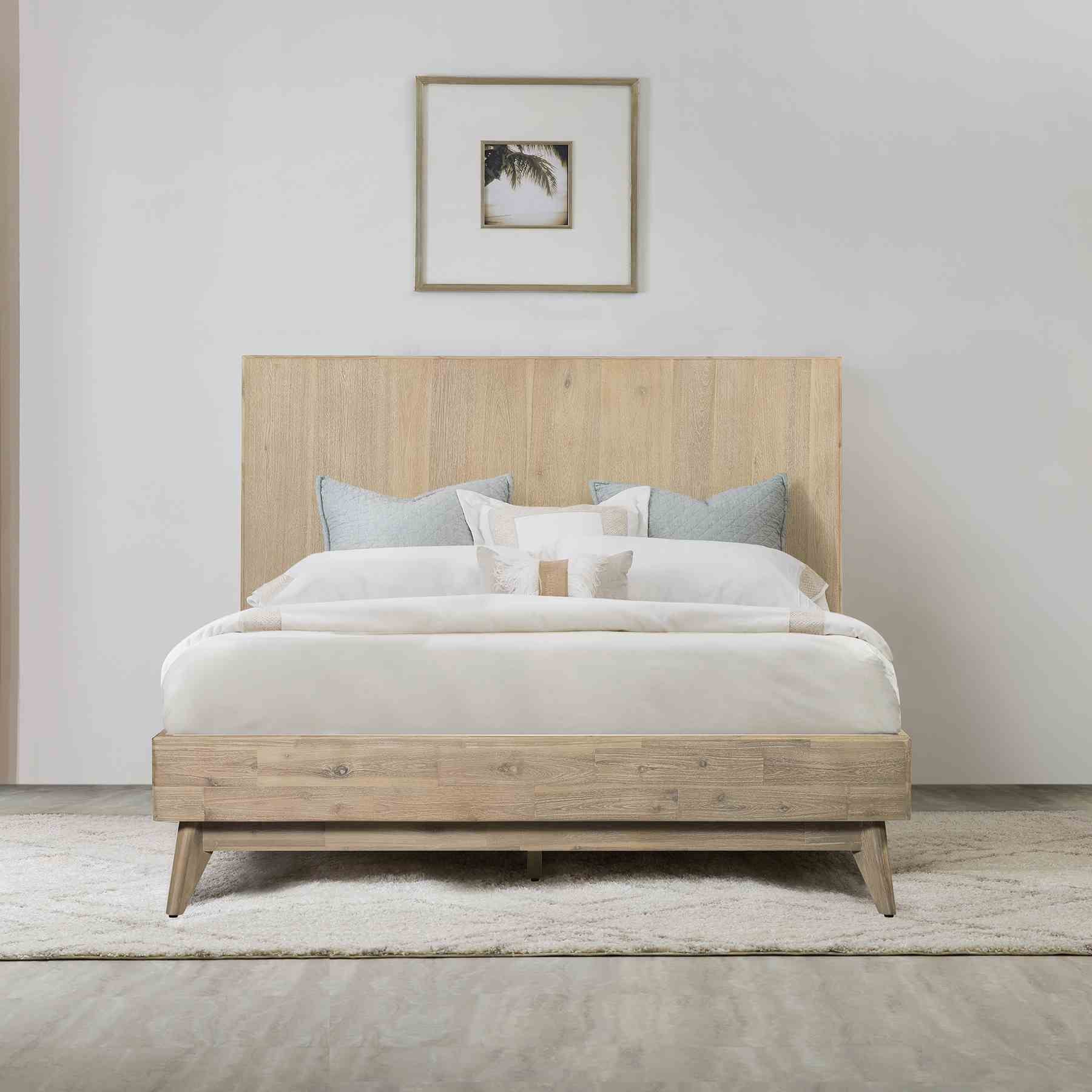 Baly Acacia Mid-Century Gray Sandblast Platform Queen Bed - Image 7