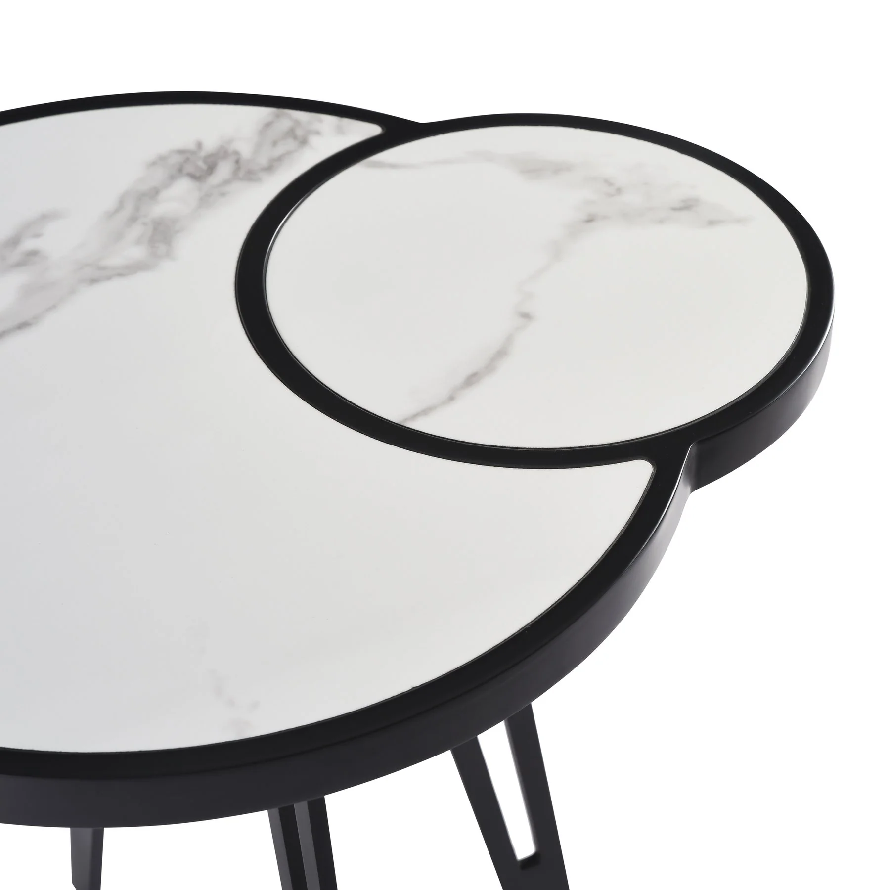 Banks Contemporary Modern 16.5 in. Oval White Coffee Table with Sintered Stone Top - Image 4