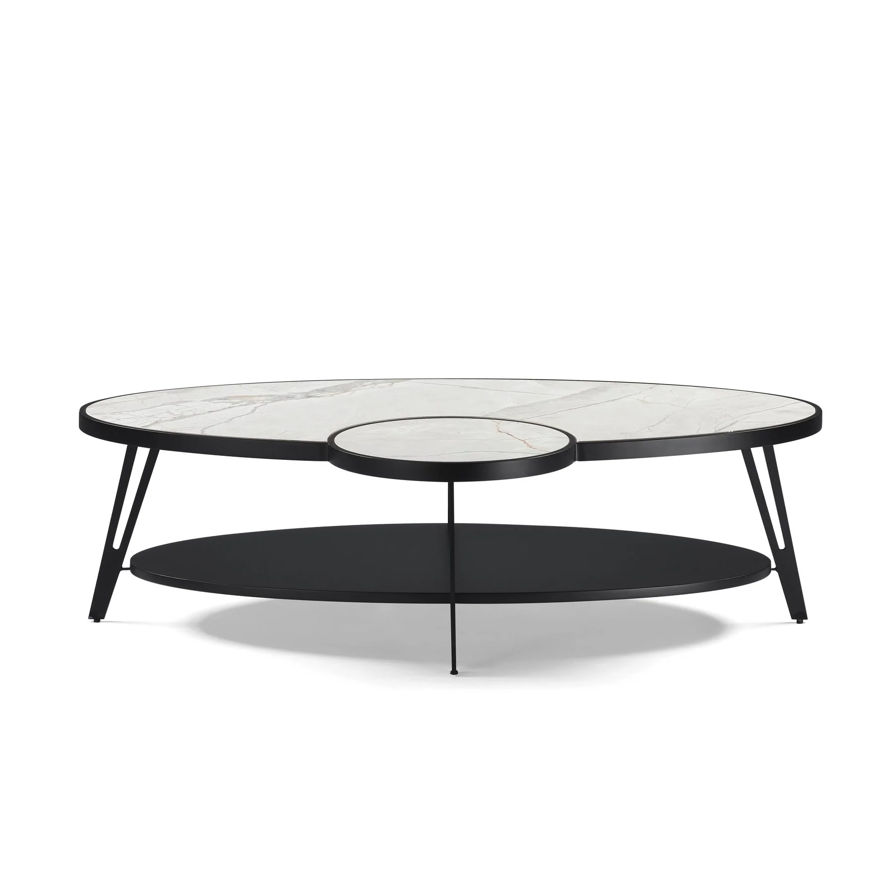 Banks Contemporary Modern 53 in. Oval White Coffee Table with Sintered Stone Top - Image 2