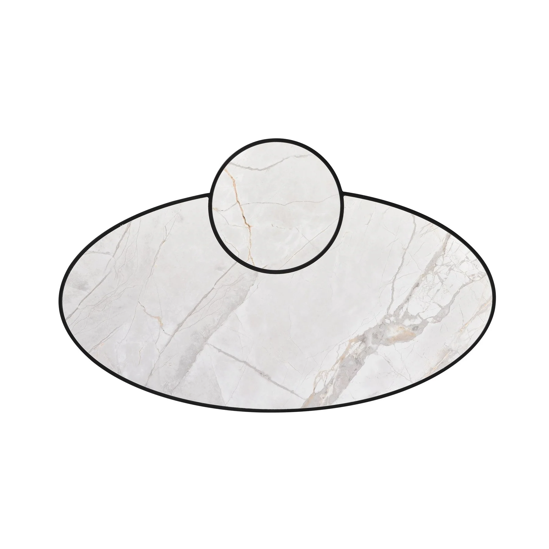 Banks Contemporary Modern 53 in. Oval White Coffee Table with Sintered Stone Top - Image 3