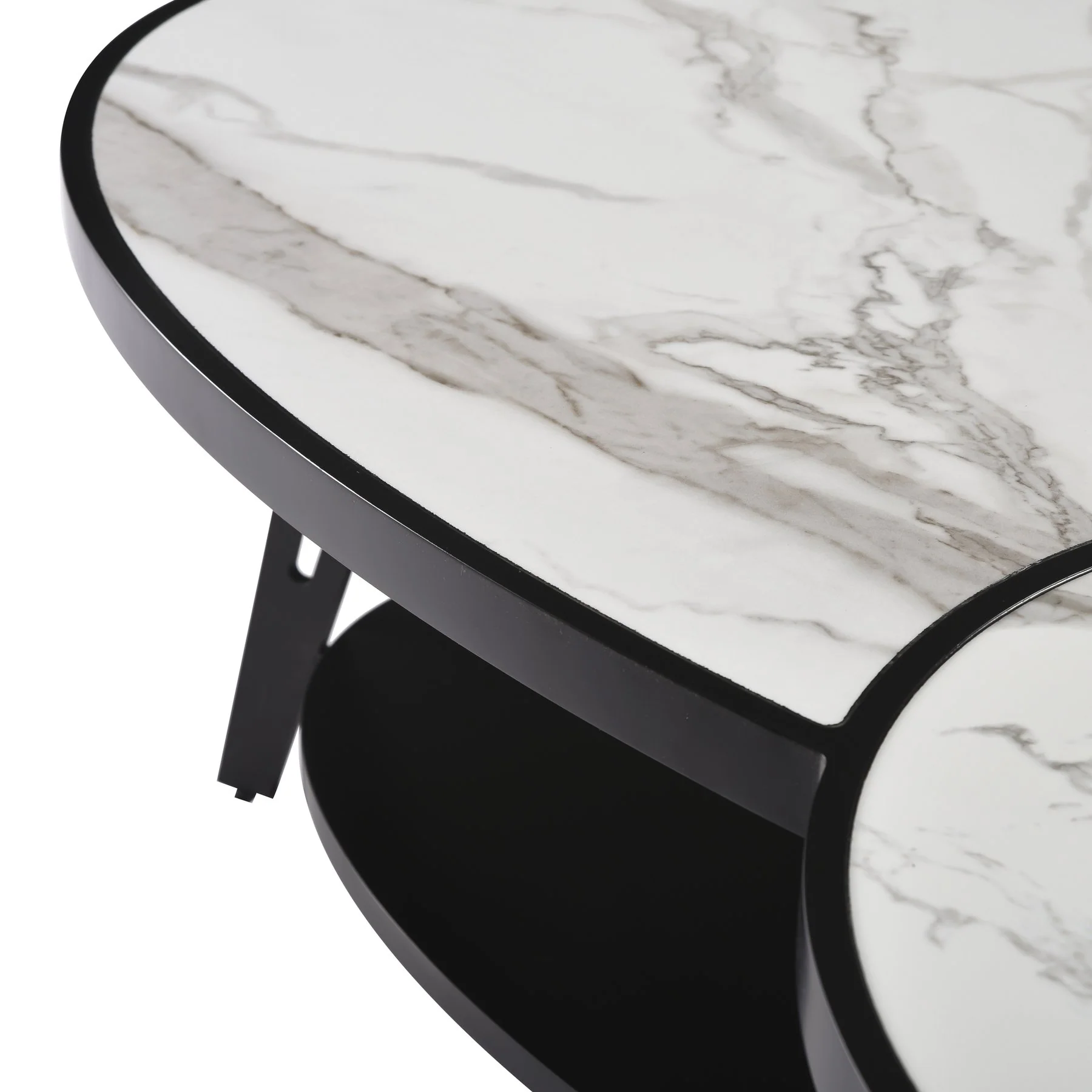 Banks Contemporary Modern 53 in. Oval White Coffee Table with Sintered Stone Top - Image 5