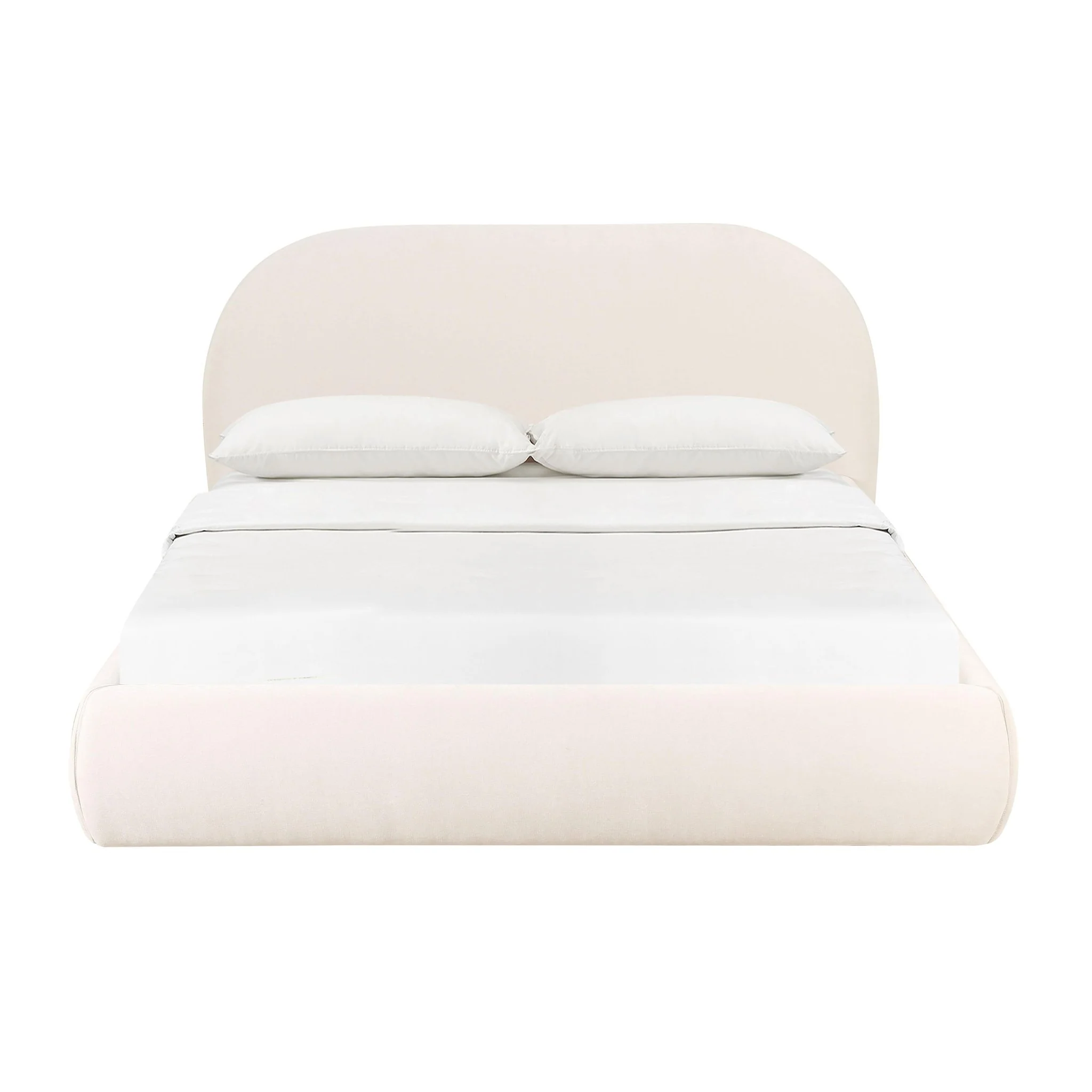 Bara Cream Textured Velvet King Bed - Image 3