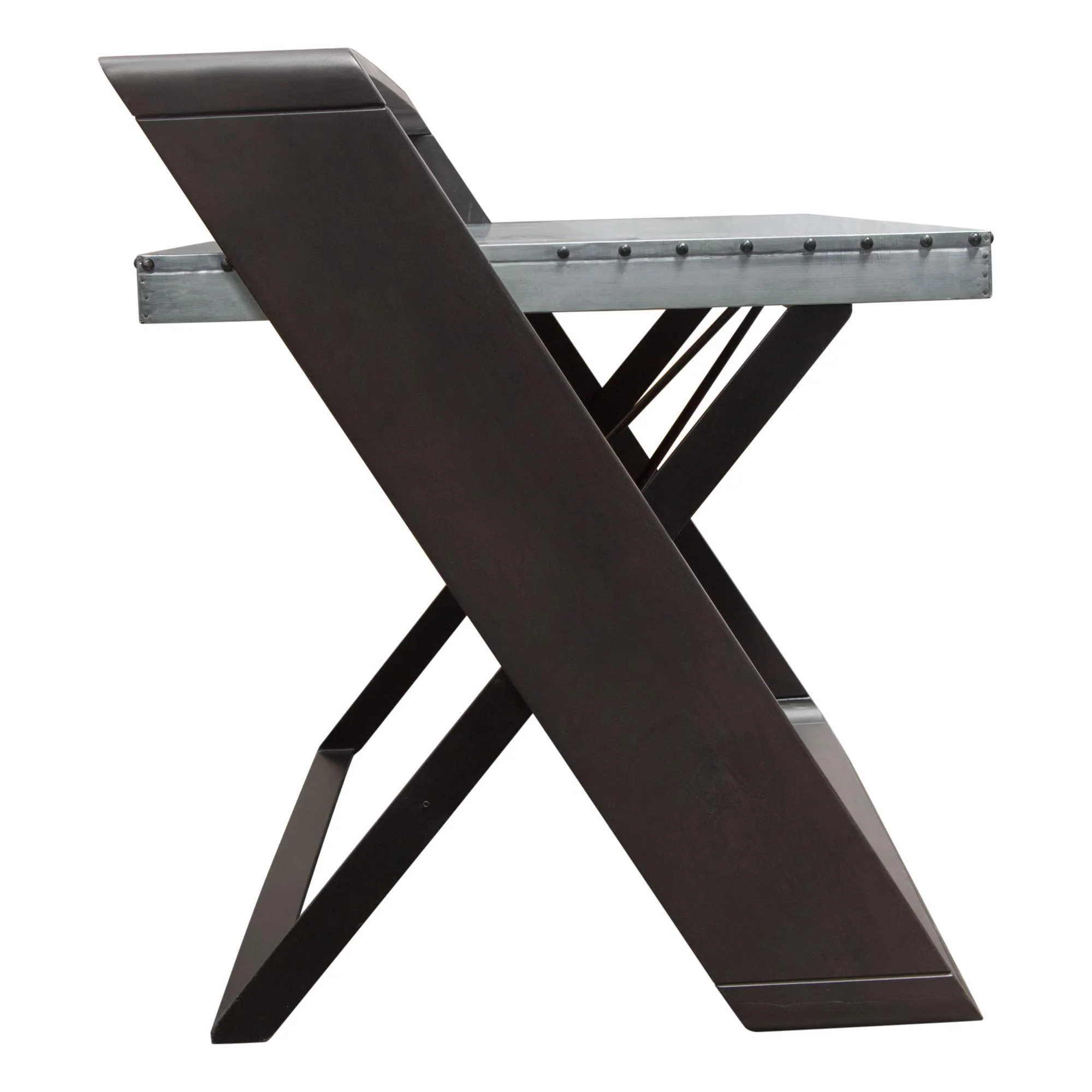 Barclay Zinc Top Writing Desk w/ Mango Wood & Iron Base by Diamond Sofa - Image 5