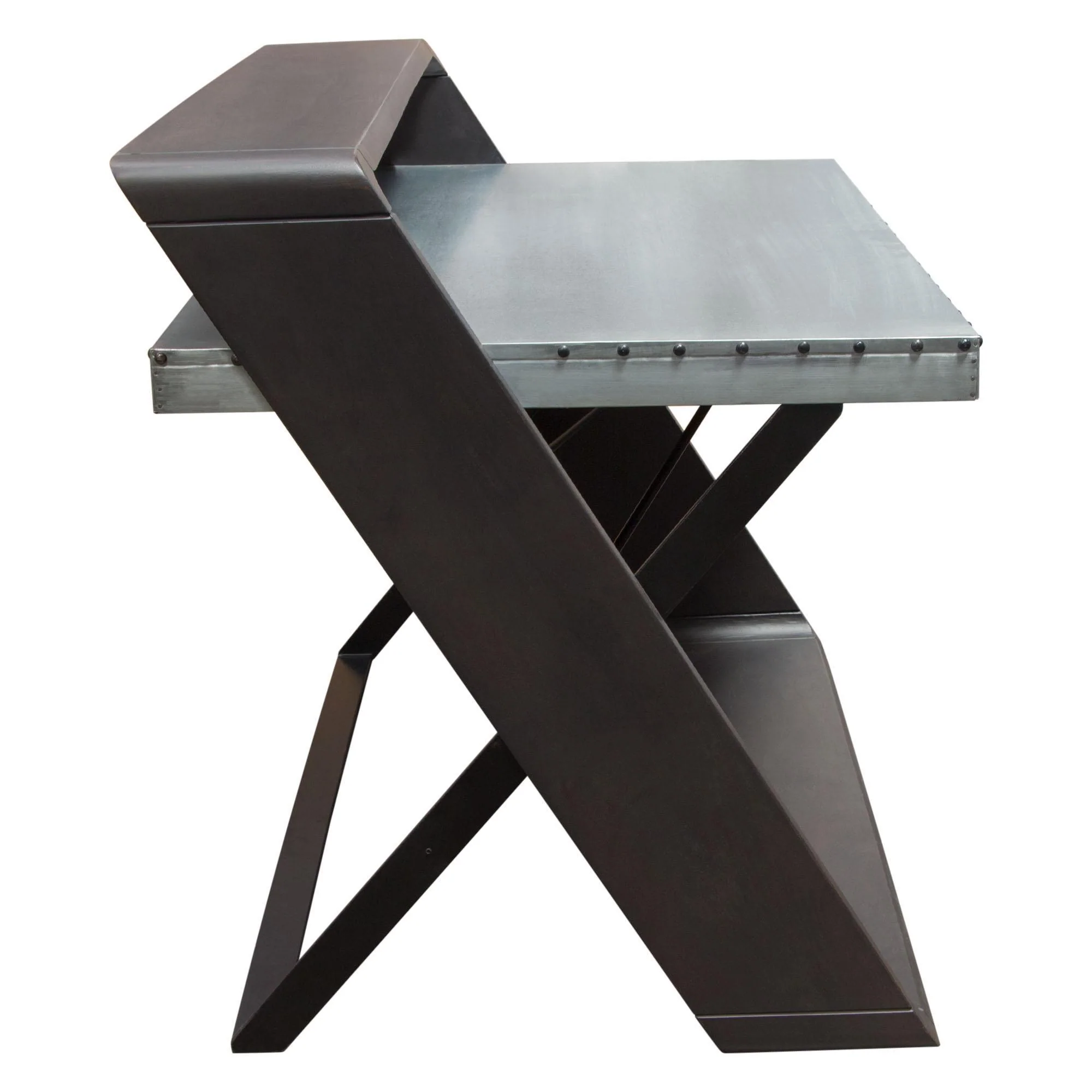 Barclay Zinc Top Writing Desk w/ Mango Wood & Iron Base by Diamond Sofa - Image 6