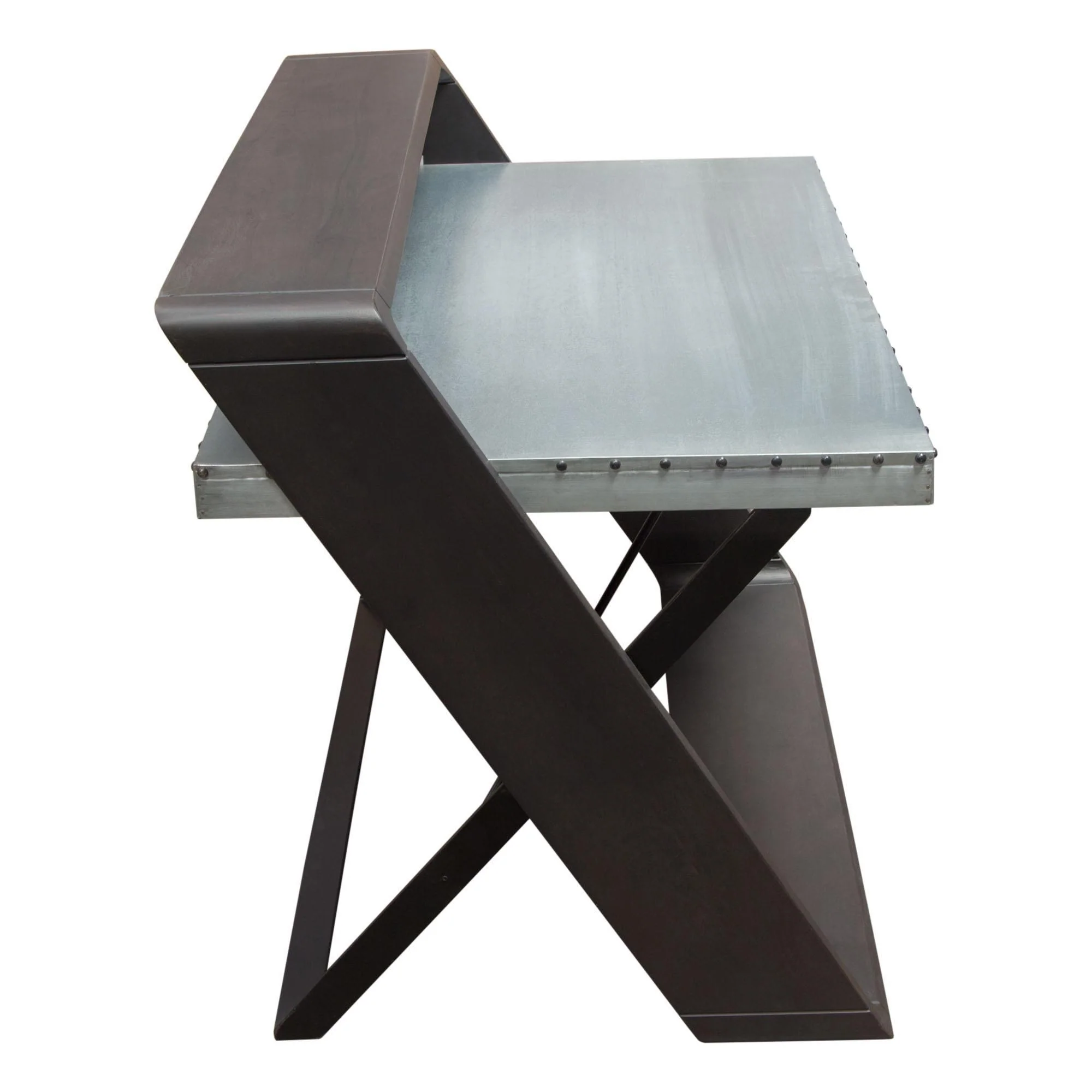 Barclay Zinc Top Writing Desk w/ Mango Wood & Iron Base by Diamond Sofa - Image 7