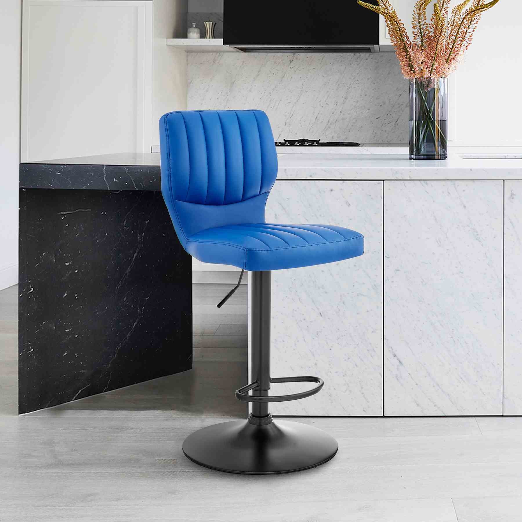 Bardot Adjustable Height Blue Faux Leather Swivel Bar Stool - Image 8