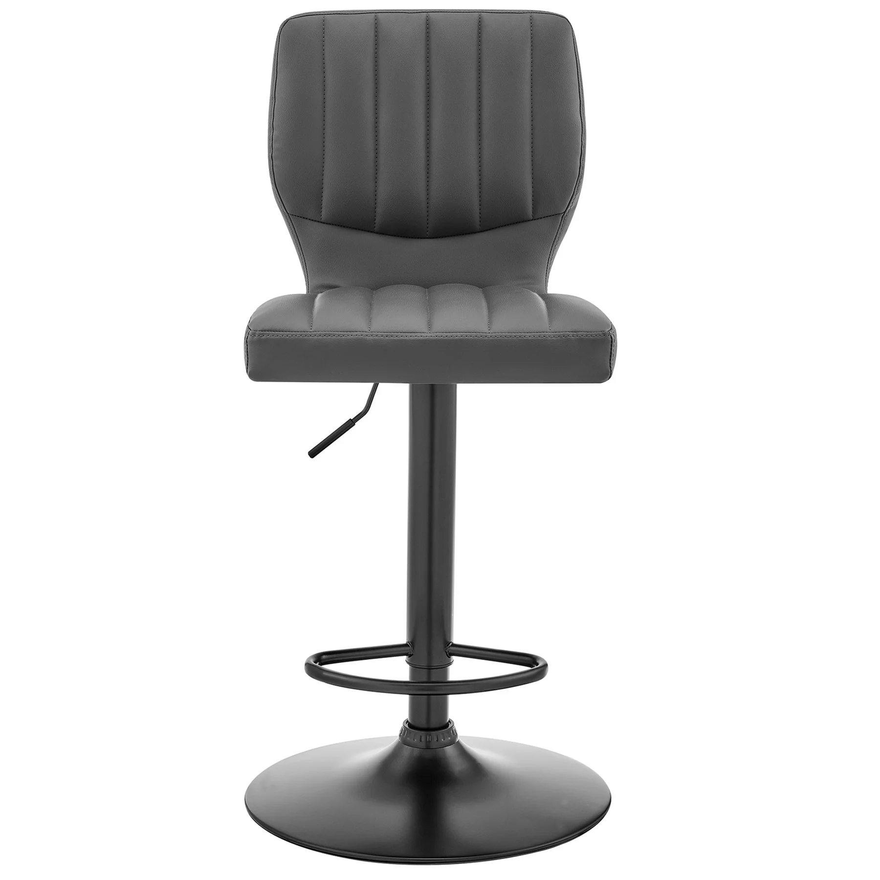 Bardot Adjustable Height Gray Faux Leather Swivel Bar Stool - Image 2