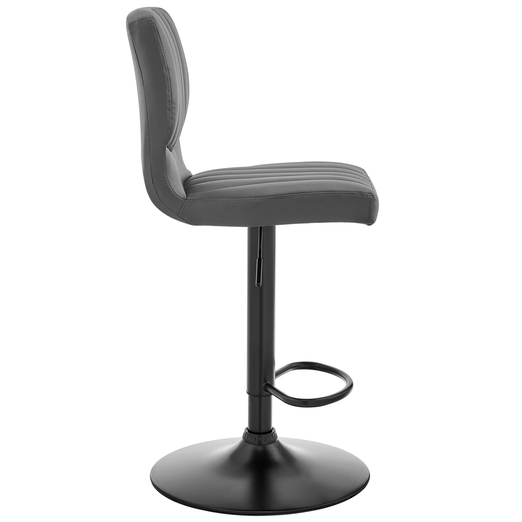Bardot Adjustable Height Gray Faux Leather Swivel Bar Stool - Image 3