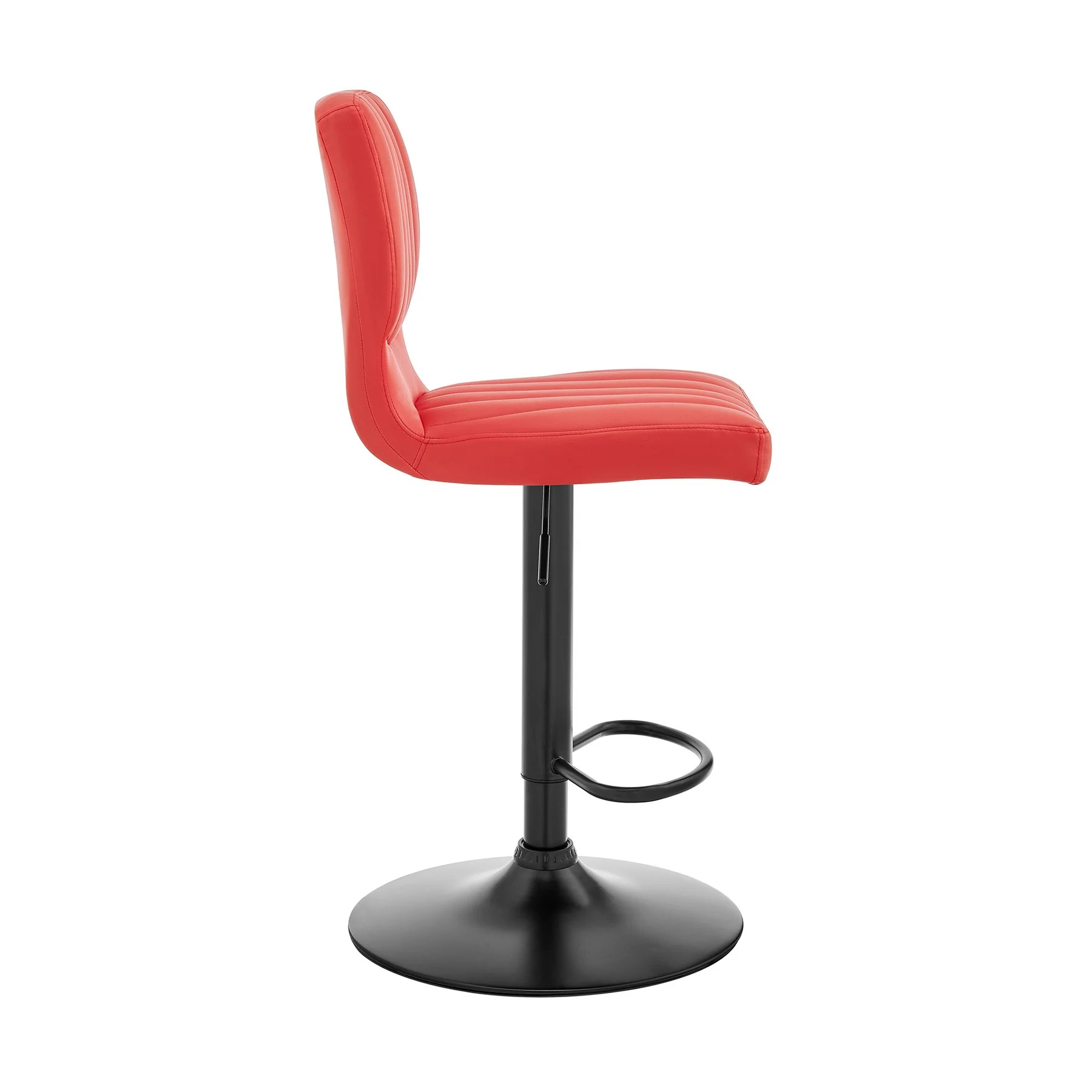 Bardot Adjustable Height Red Faux Leather Swivel Bar Stool - Image 3