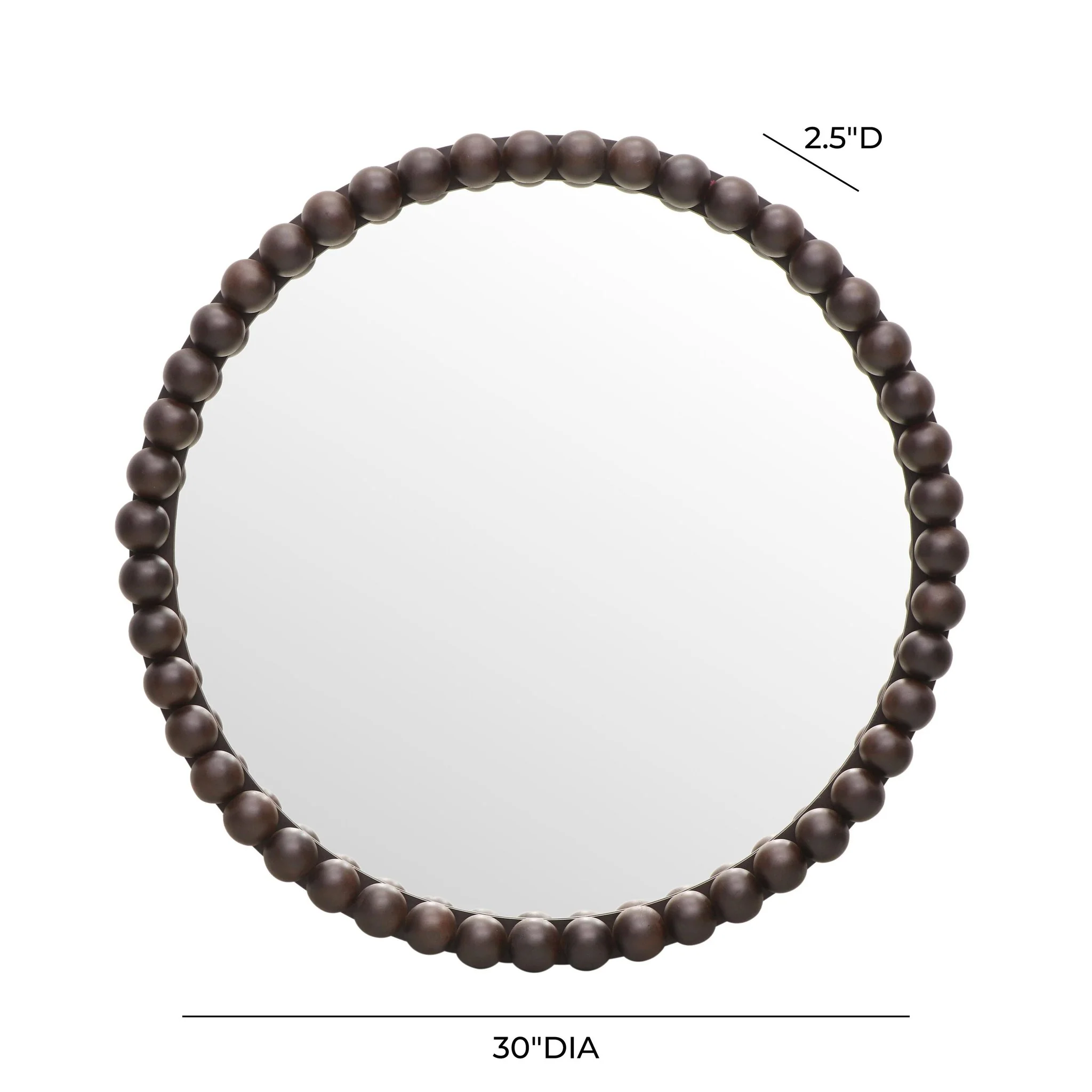 Baria Walnut Finish Round Wall Mirror - Image 6