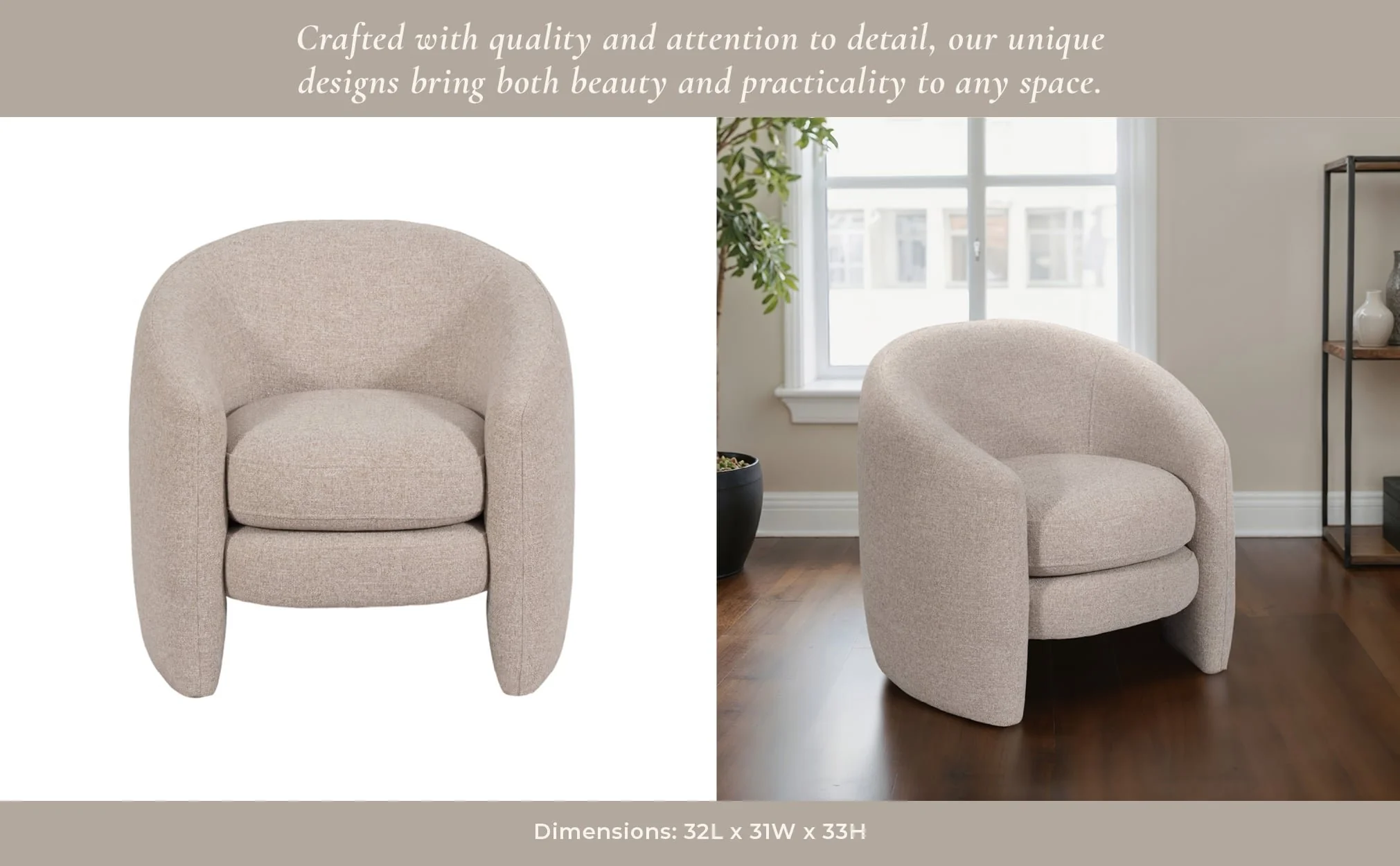 Barrel Arm Chair, Beige - Image 10