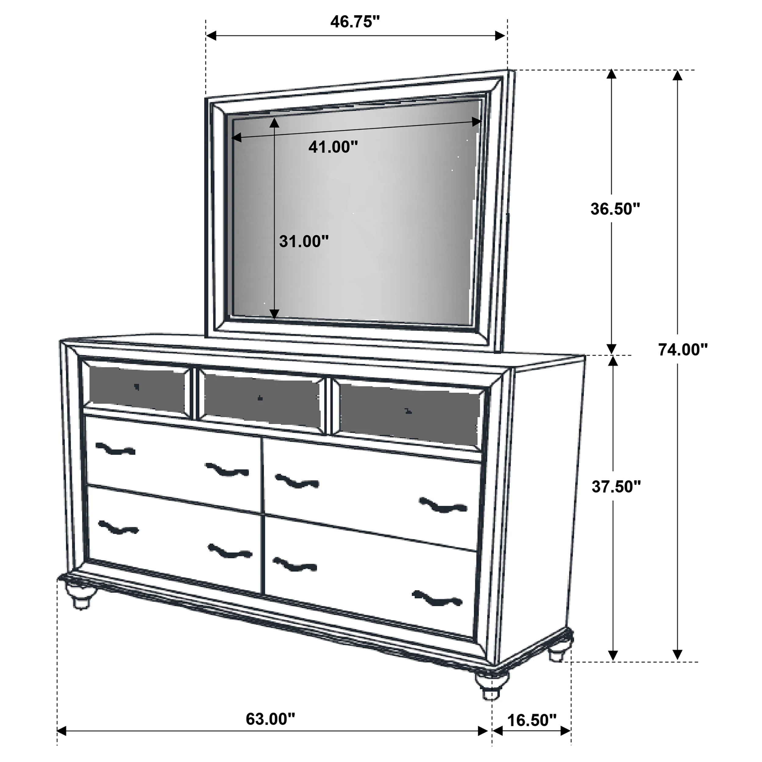 Barzini Dresser with Mirror - Image 11