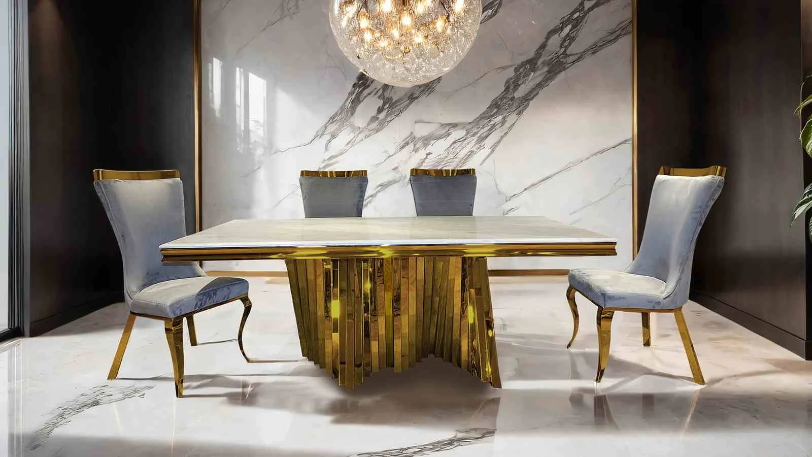 Basilicata Side Chair (2/CTN), Gold/Gray - Image 3