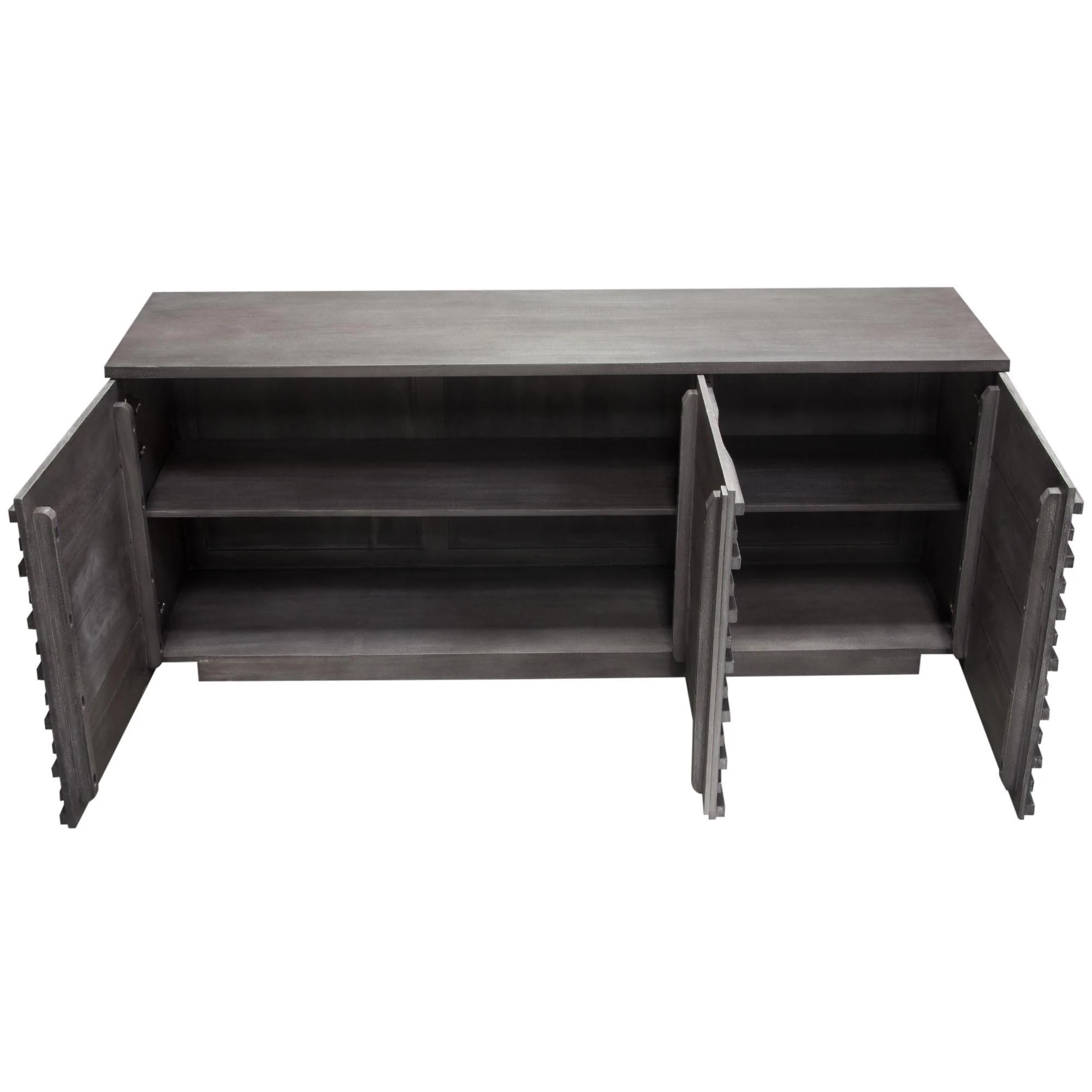 Bastille 69" 3-Door Solid Acacia Wood Sideboard in Smoke Grey Finish by Diamond Sofa - Image 5