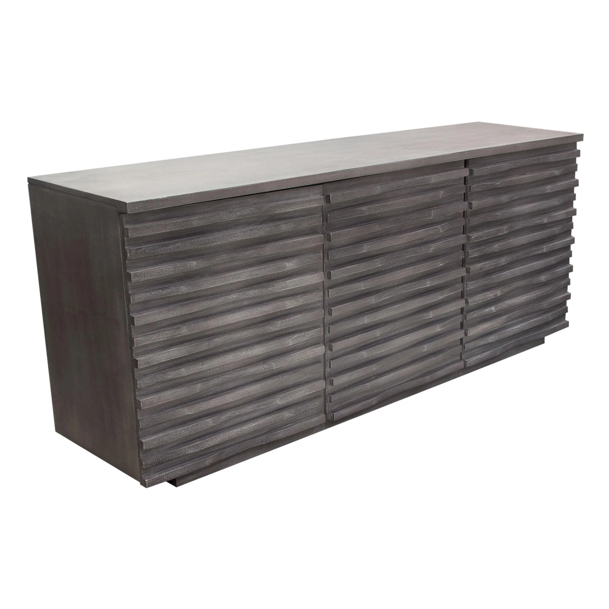 Bastille 69" 3-Door Solid Acacia Wood Sideboard in Smoke Grey Finish by Diamond Sofa - Image 6