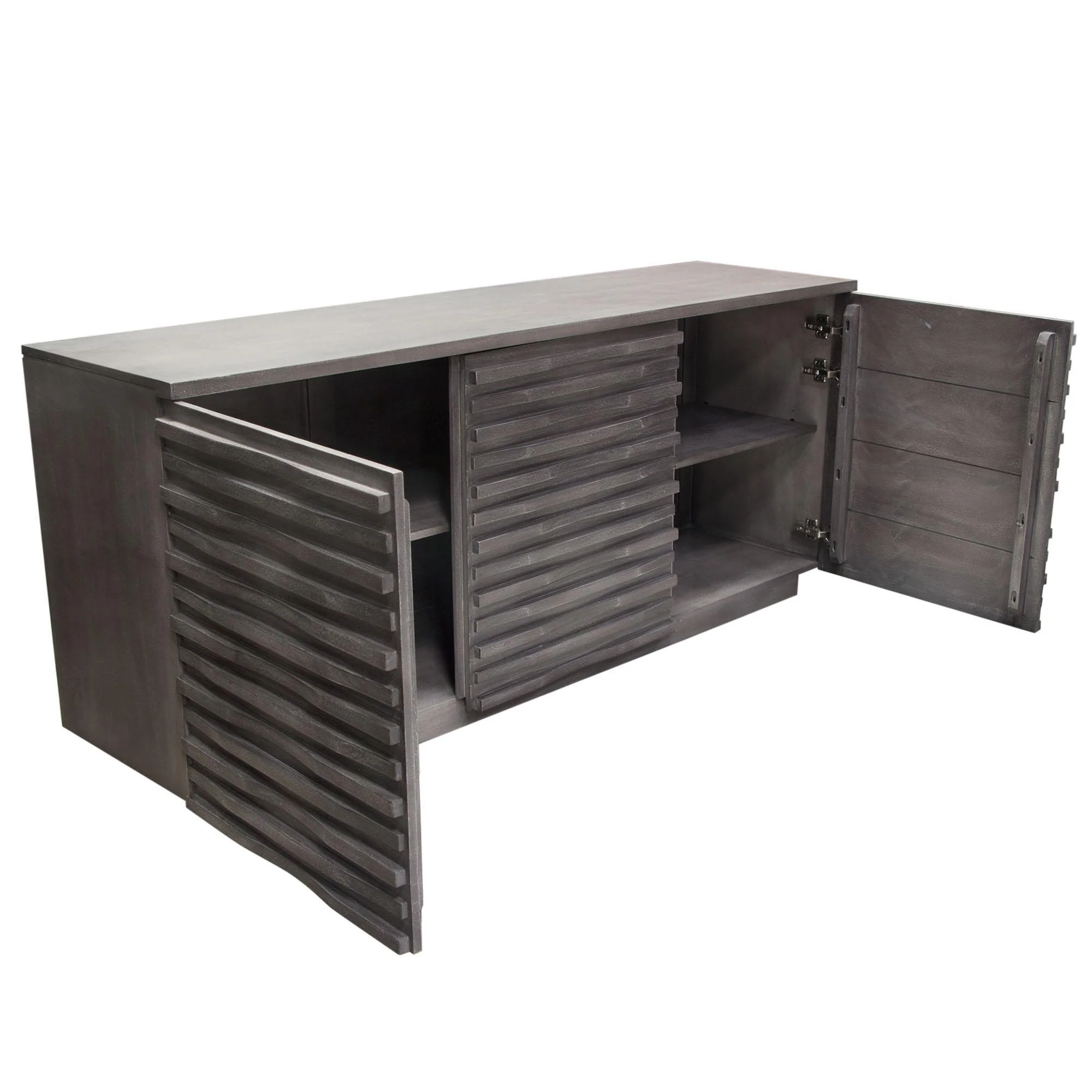 Bastille 69" 3-Door Solid Acacia Wood Sideboard in Smoke Grey Finish by Diamond Sofa - Image 7