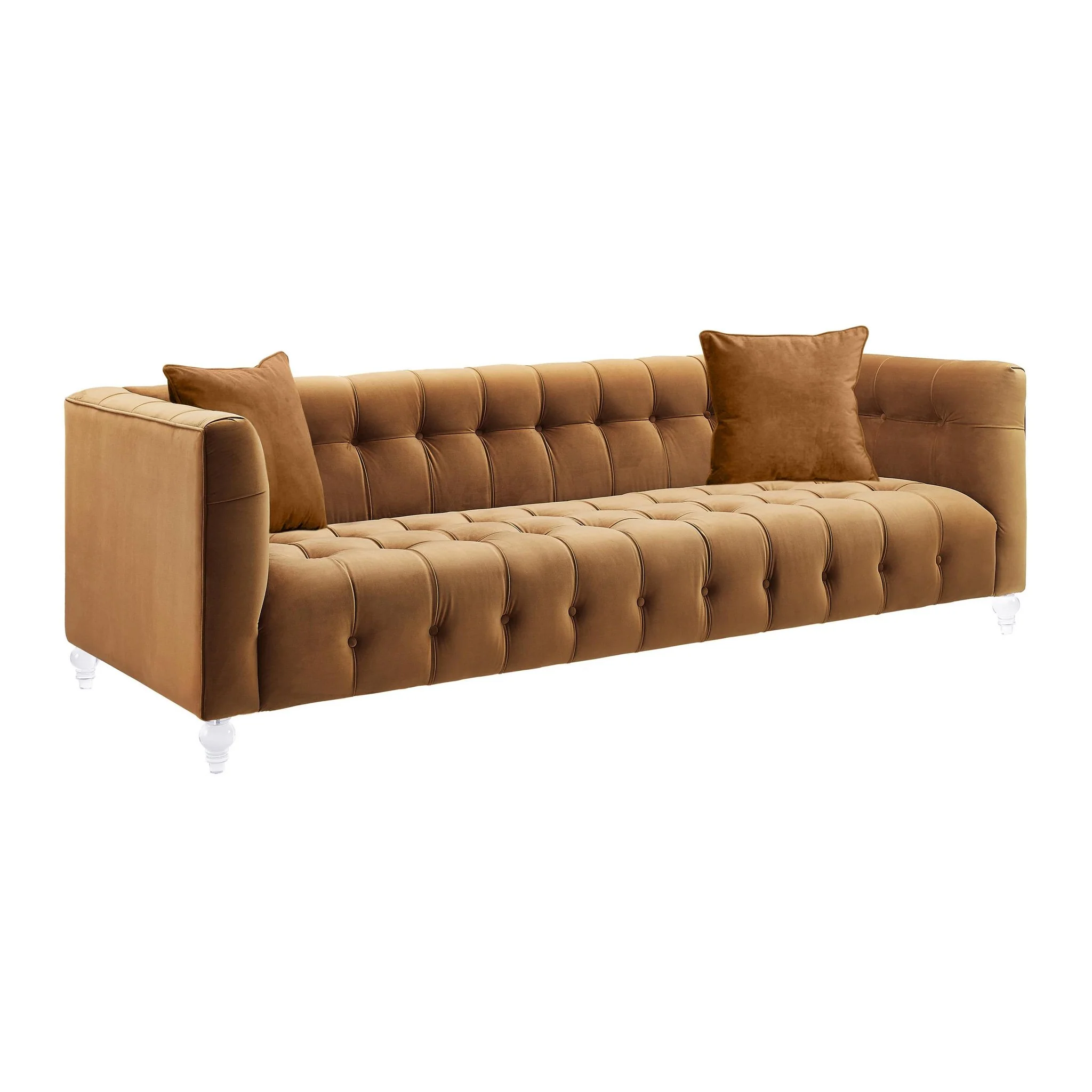 Bea Cognac Velvet Sofa - Image 3