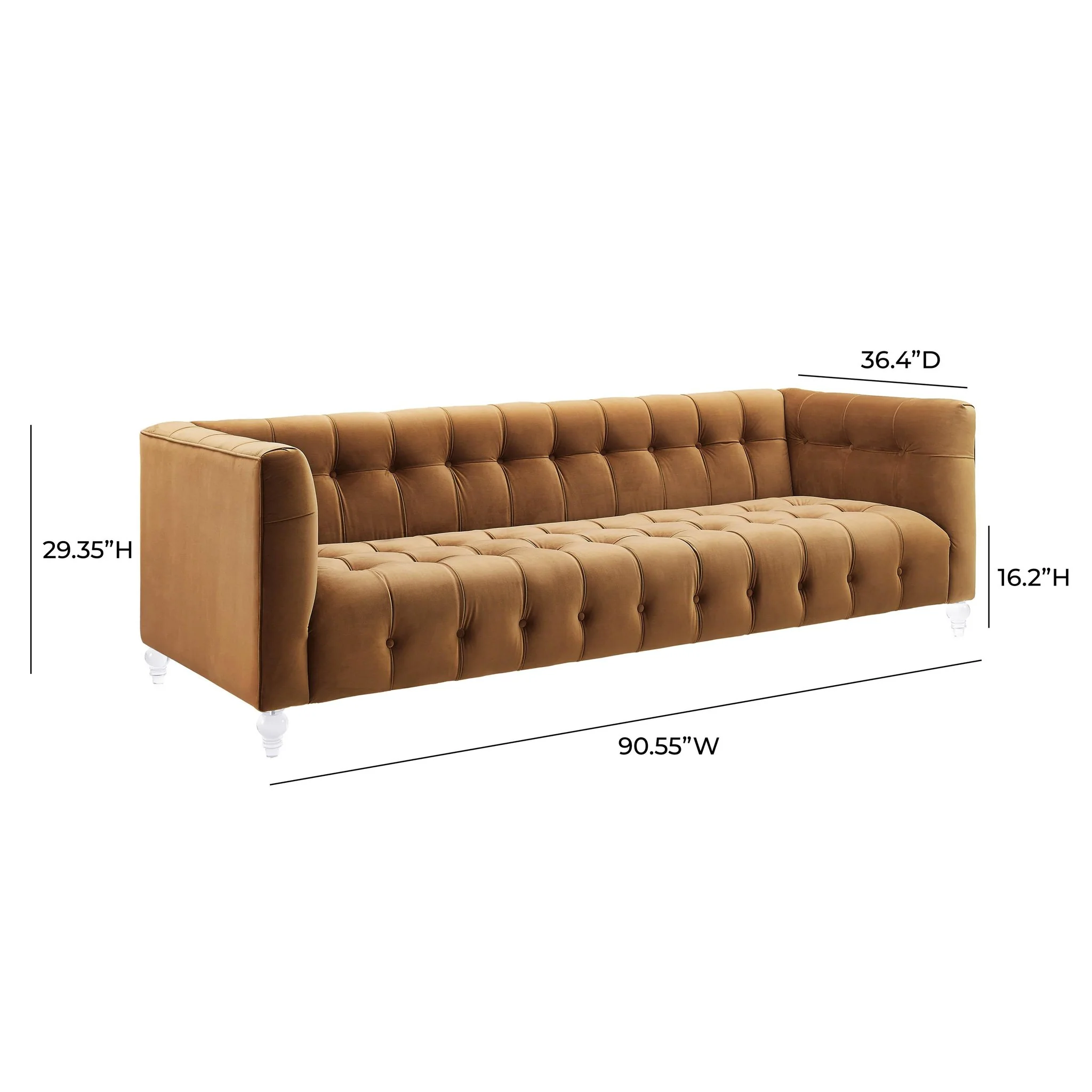 Bea Cognac Velvet Sofa - Image 6