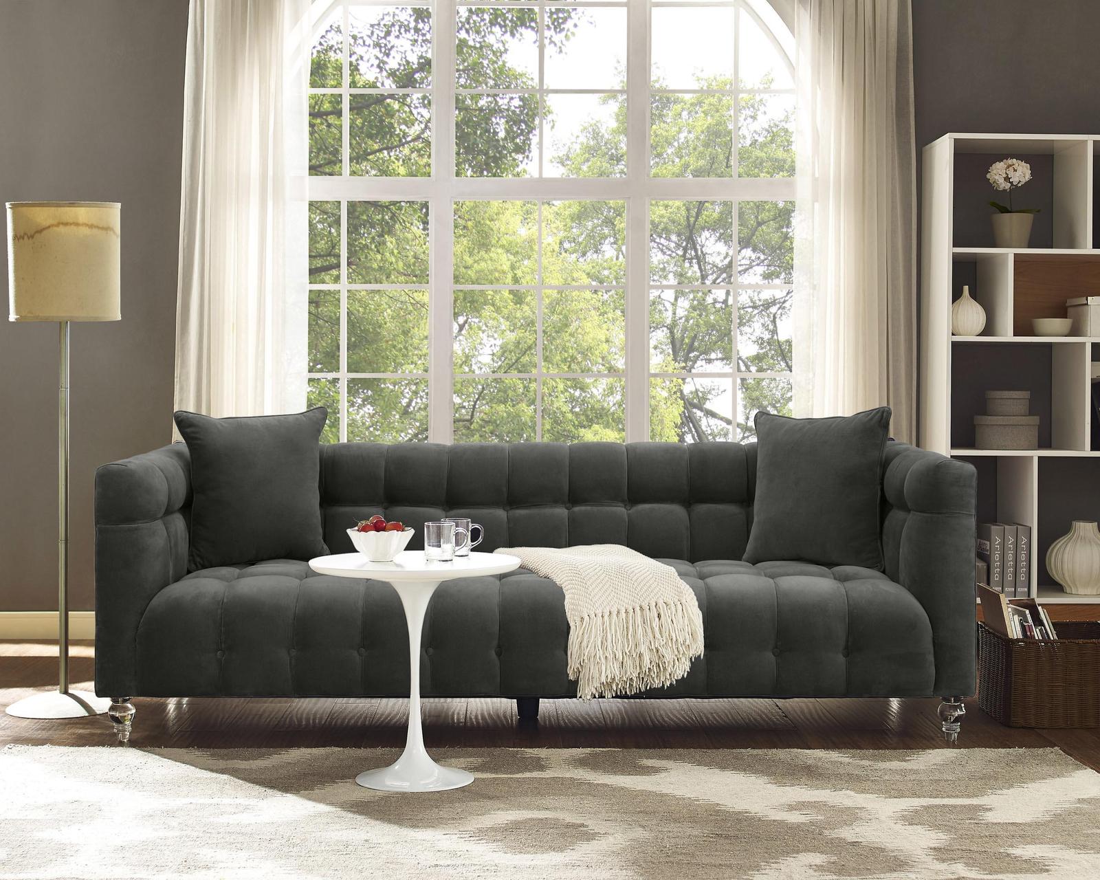 Bea Grey Velvet Sofa - Image 2