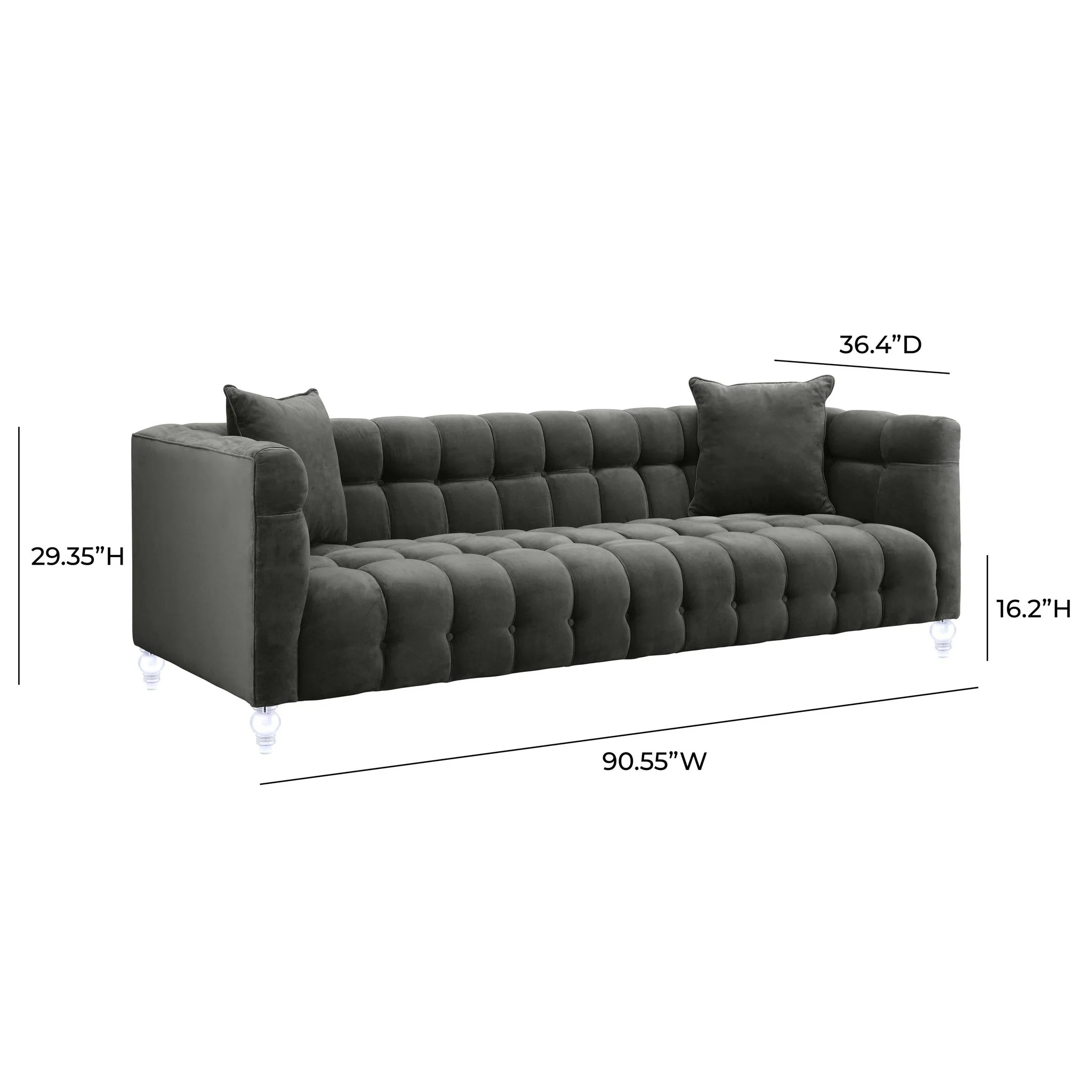 Bea Grey Velvet Sofa - Image 6